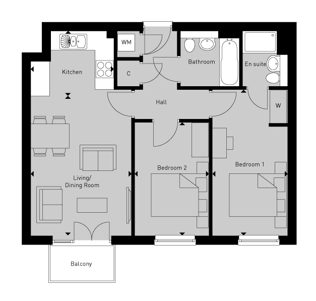2 Bedrooms Flat for sale in 