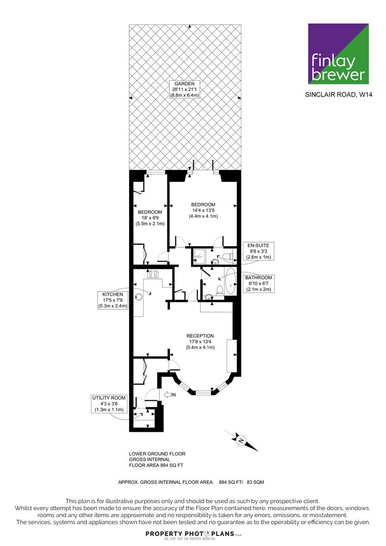 Basement Flat, 109, Sinclair Road, London floorplan