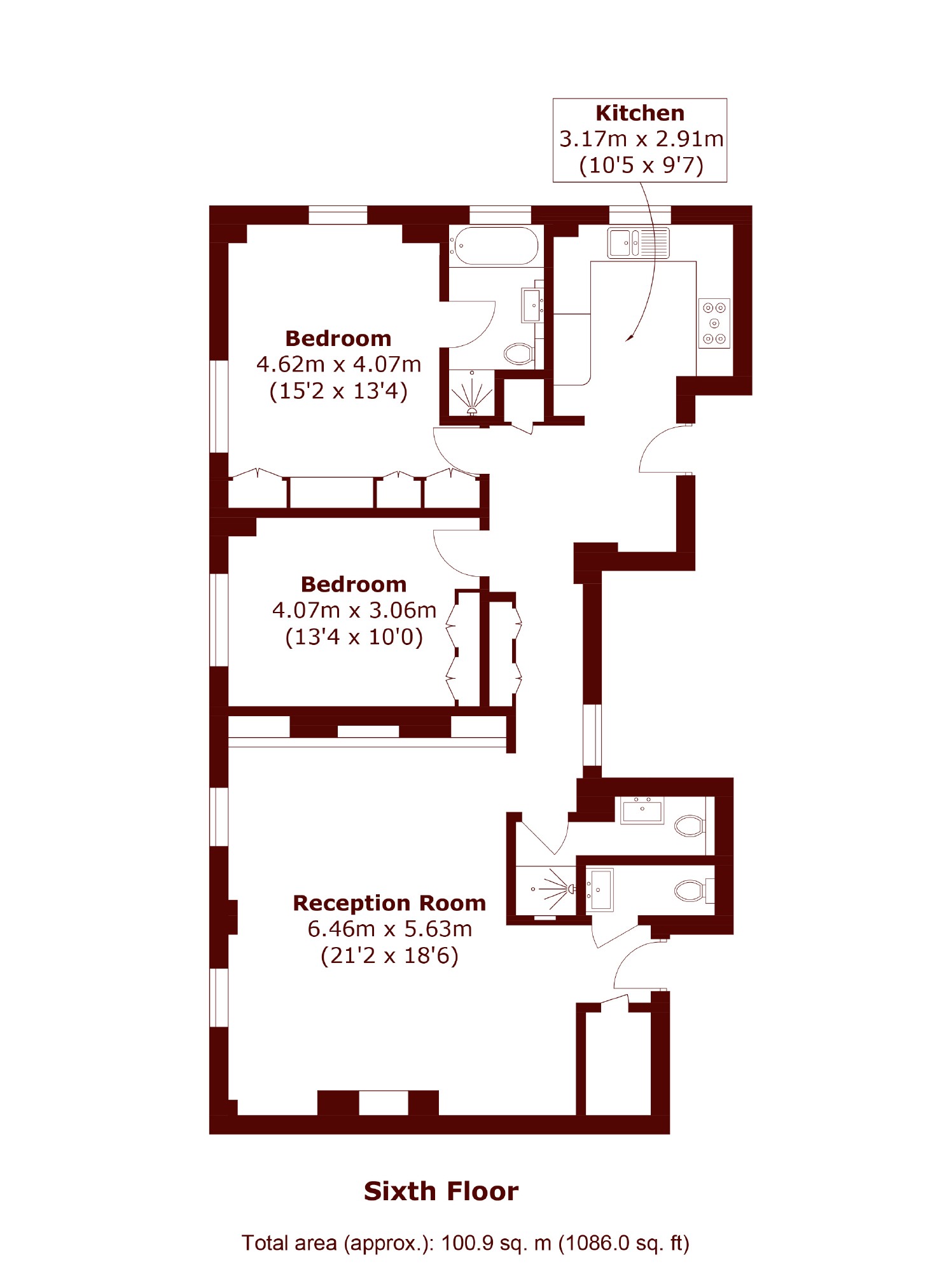 Flat 112, St. Mary Abbots Court, Warwick Gardens, London floorplan