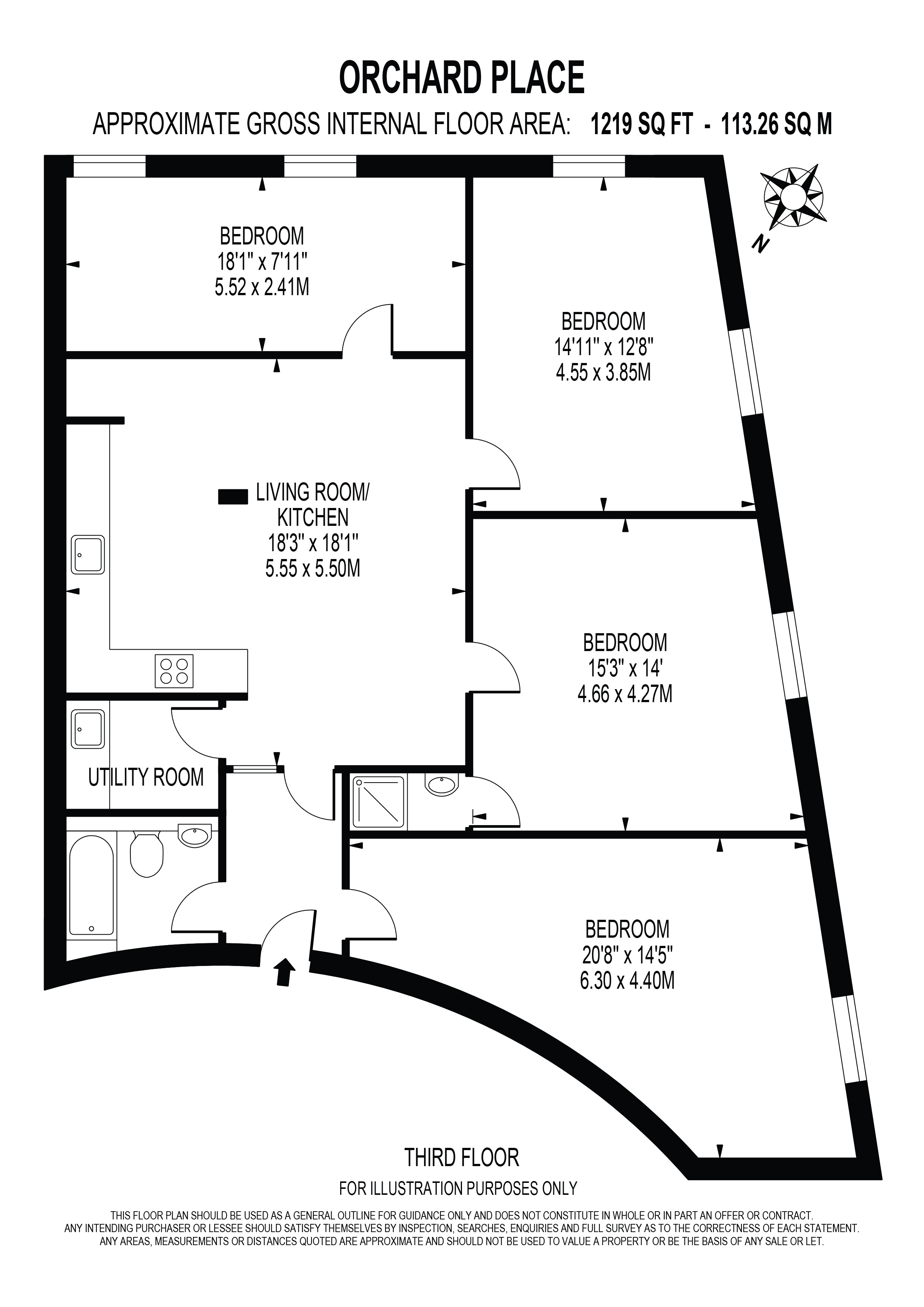 Flat 7 44, Orchard Place, London floorplan