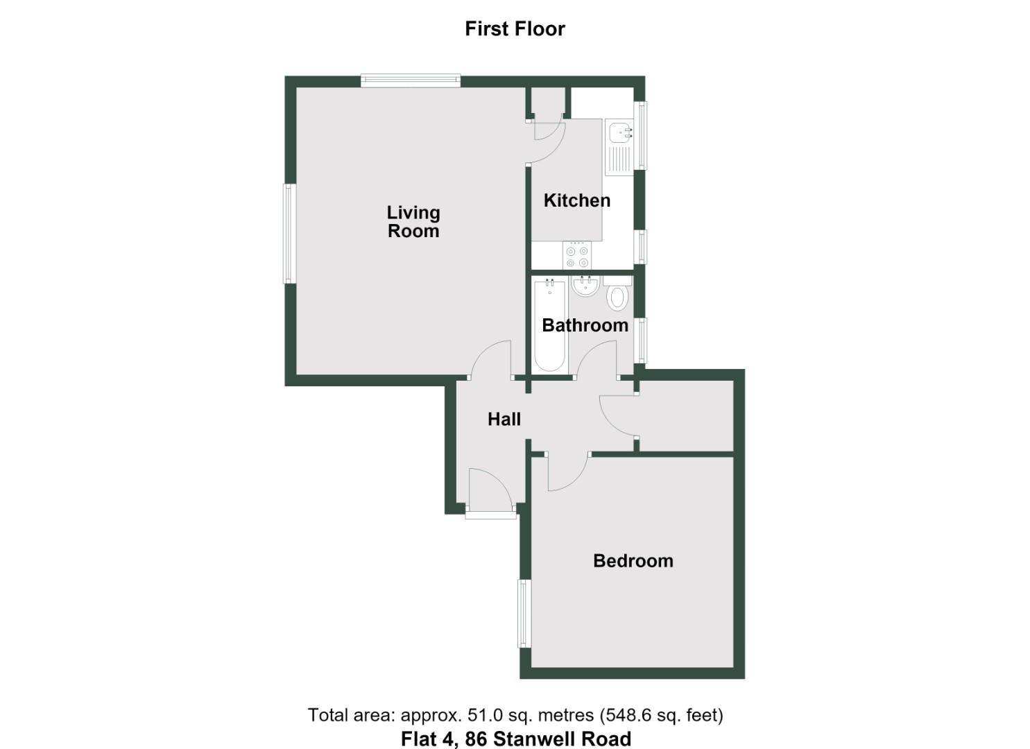 Flat 4, 86, Stanwell Road, Penarth floorplan