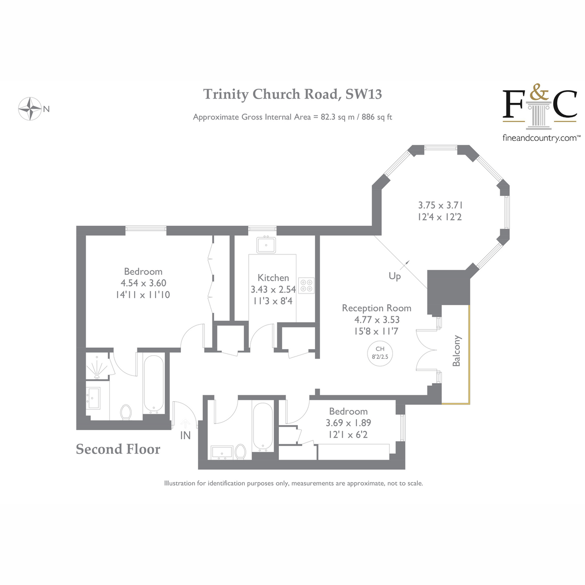 Flat 12 Clayton House, 50, Trinity Church Road, Barnes floorplan