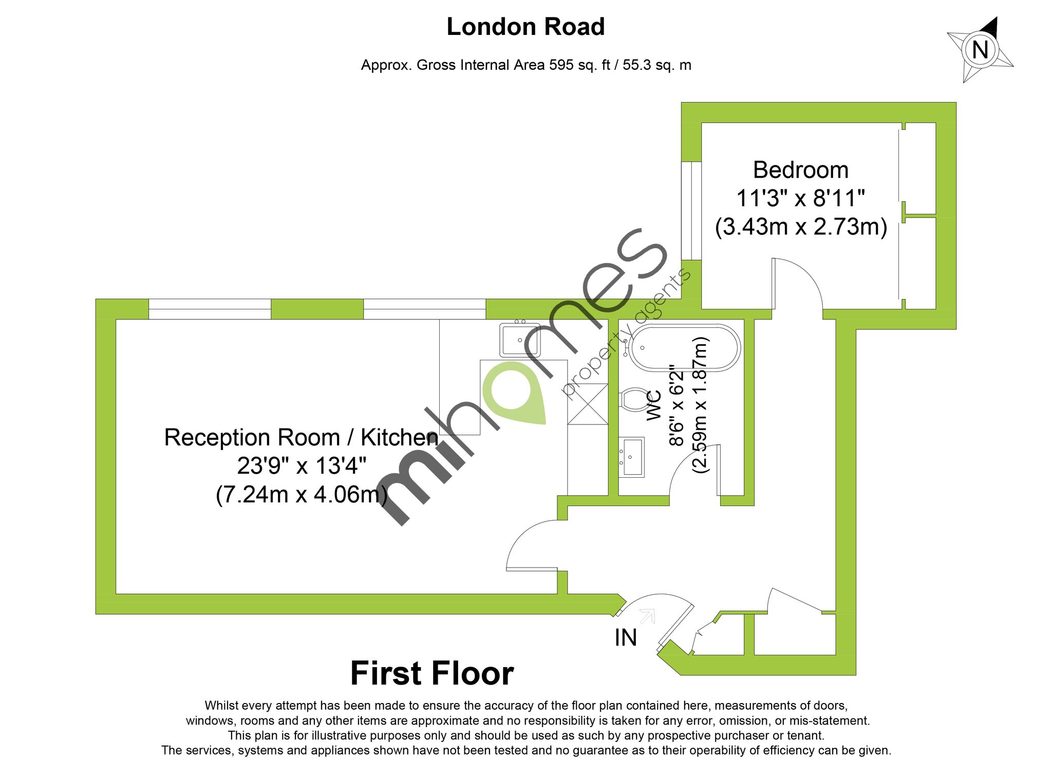 1 Bedrooms Flat to rent in London Road, Enfield EN2