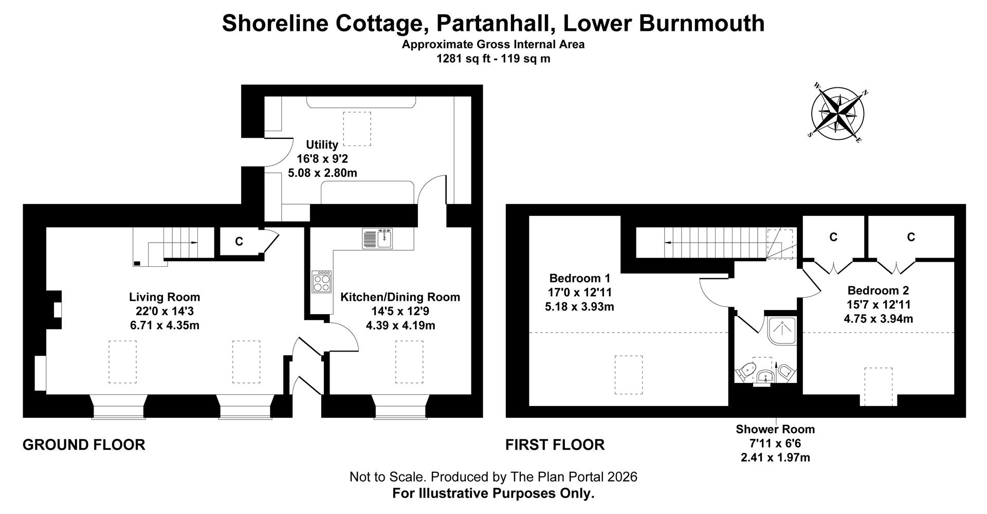 Shoreline Cottage, Partanhall, Burnmouth floorplan
