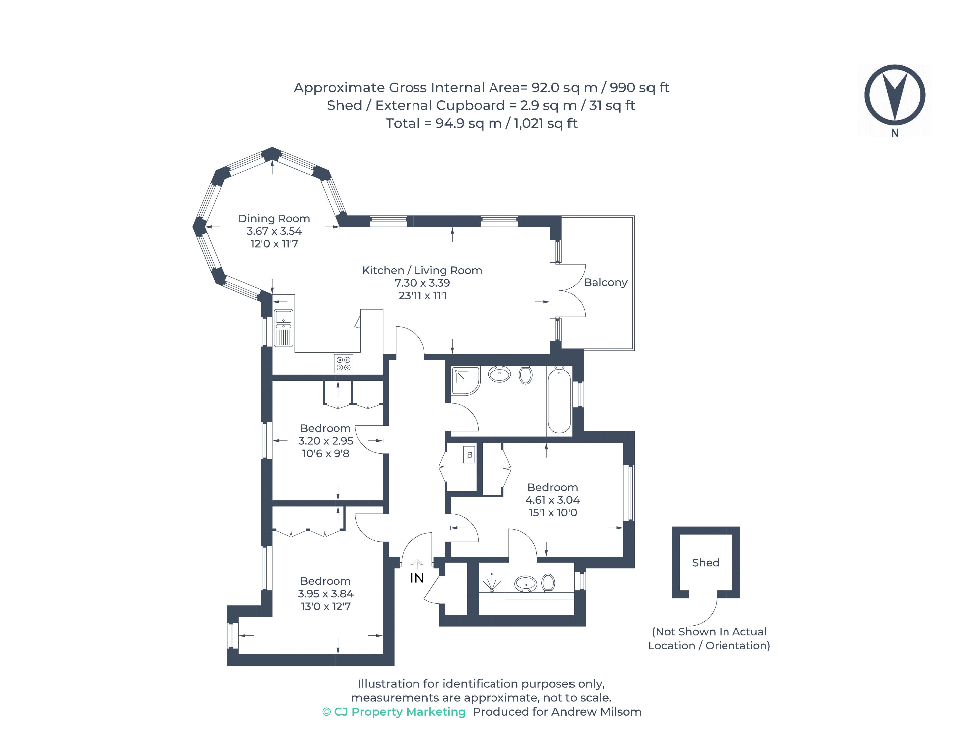3 Bedroom Flat, Maidenhead floorplan