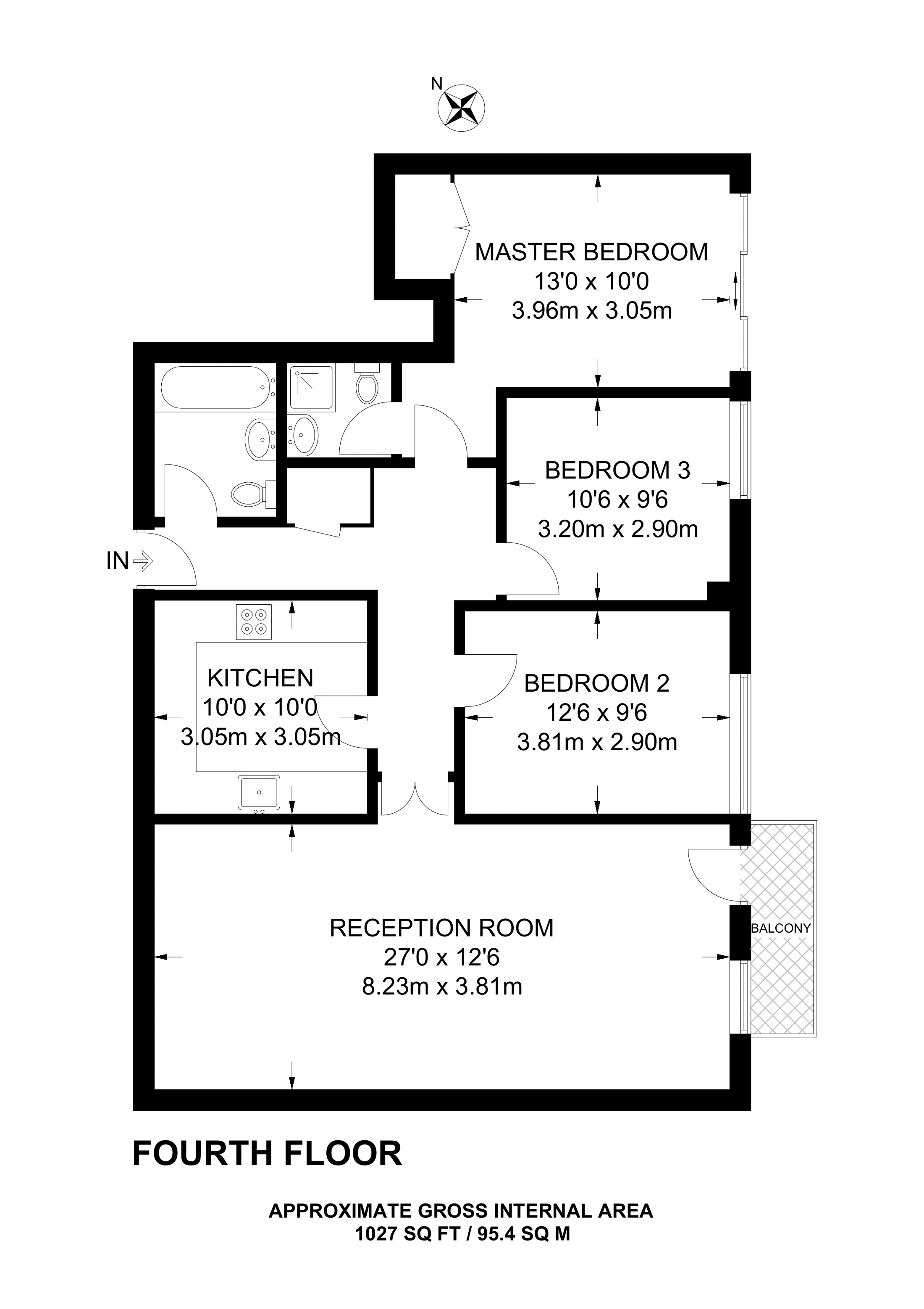 3 Bedrooms Flat to rent in Courtenay House, Brixton Hill SW2