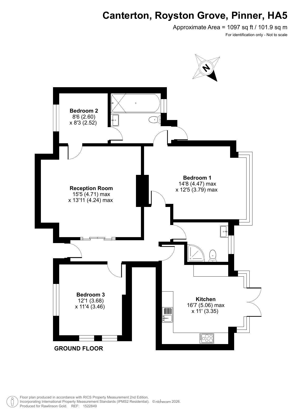 Flat 1, Canterton,, Royston Grove, Pinner floorplan