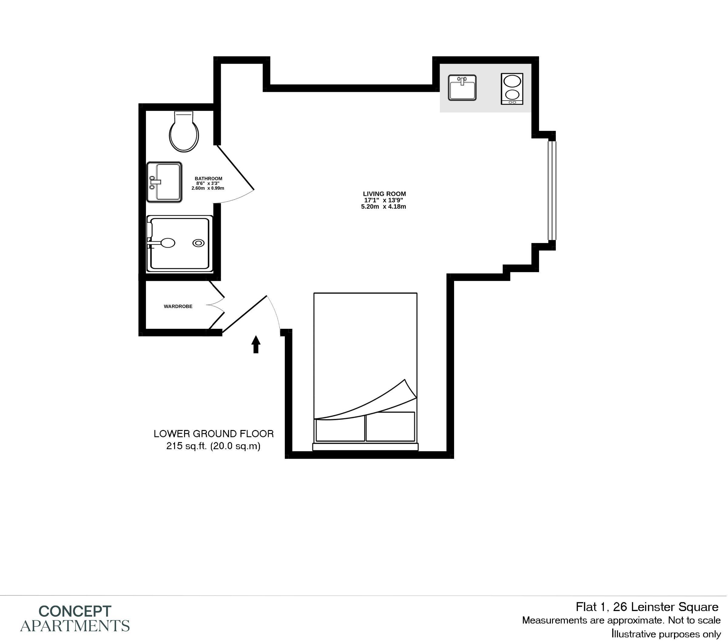Flat 1, 26 Leinster Square, Bayswater floorplan
