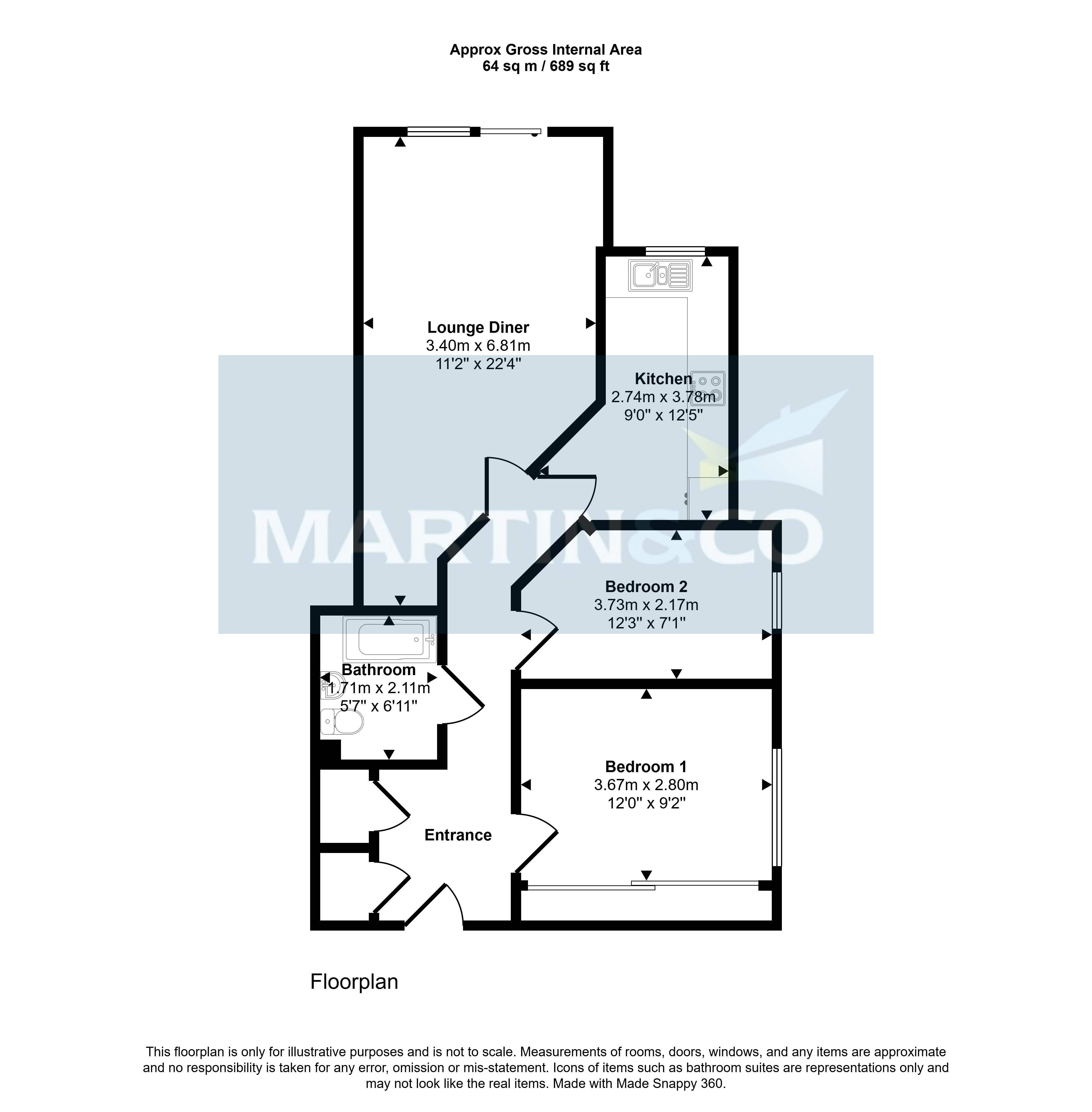 Flat 4 Park Court, 90, Bournemouth Road, Poole floorplan