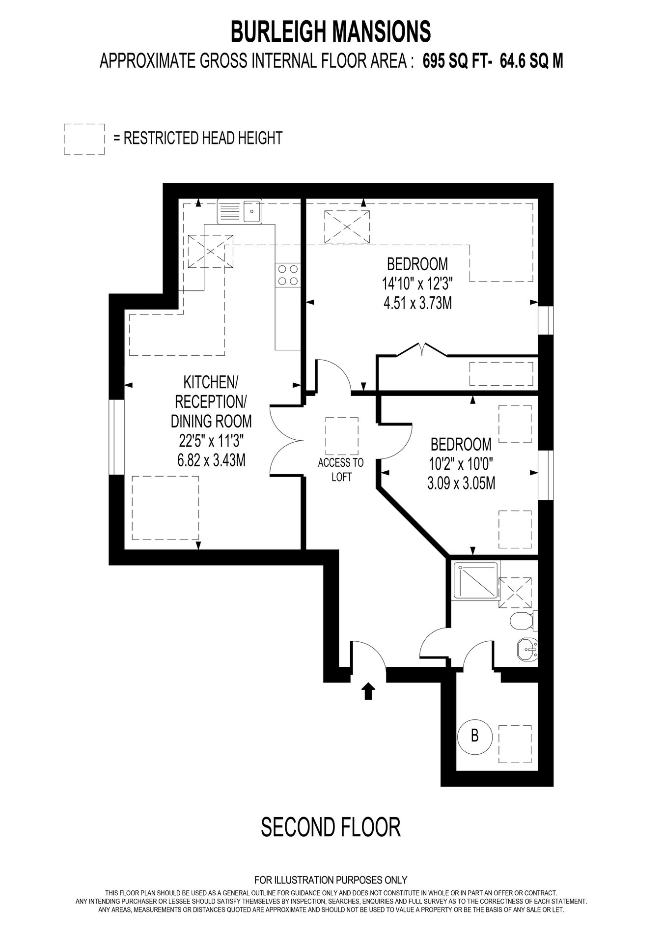 Flat 8 Burleigh Mansions, WALTON-ON-THAMES floorplan