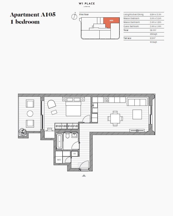 Apartment A705, 204 Great Portland Street, London floorplan