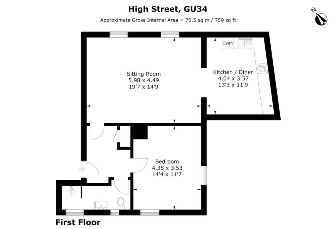 Flat 1, 70, High Street, Alton floorplan