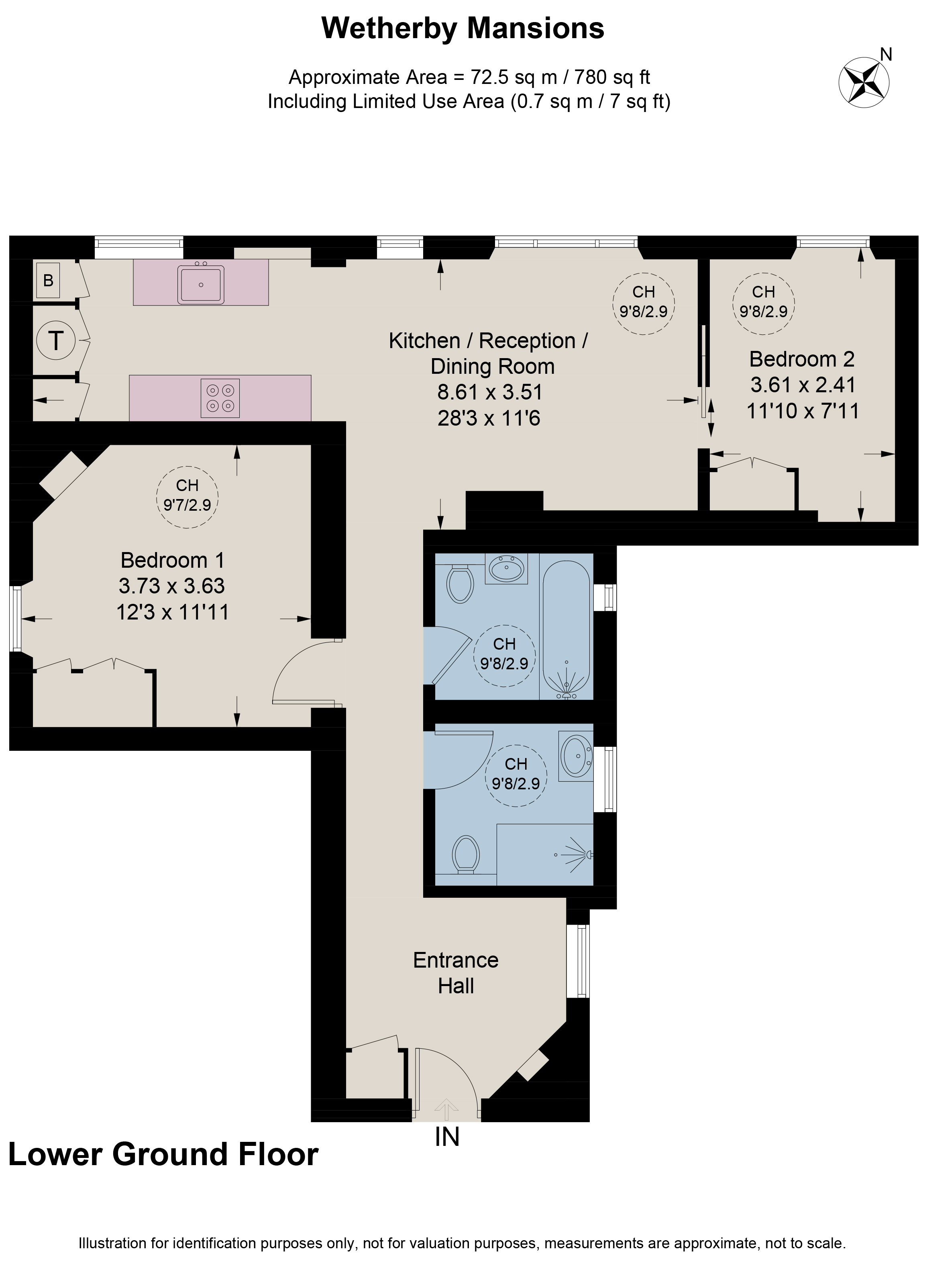 Flat 2B, Wetherby Mansions,, Earl's Court Square, London floorplan