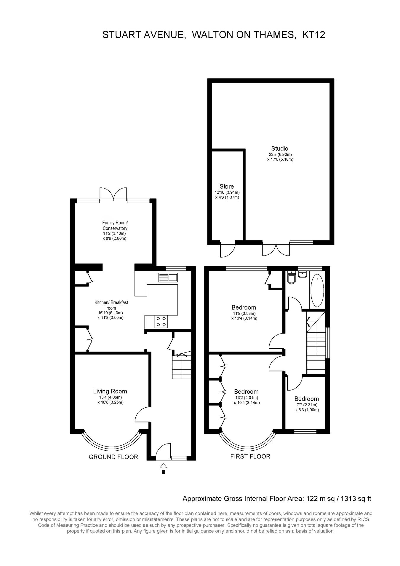 58, Stuart Avenue, Walton-on-Thames floorplan