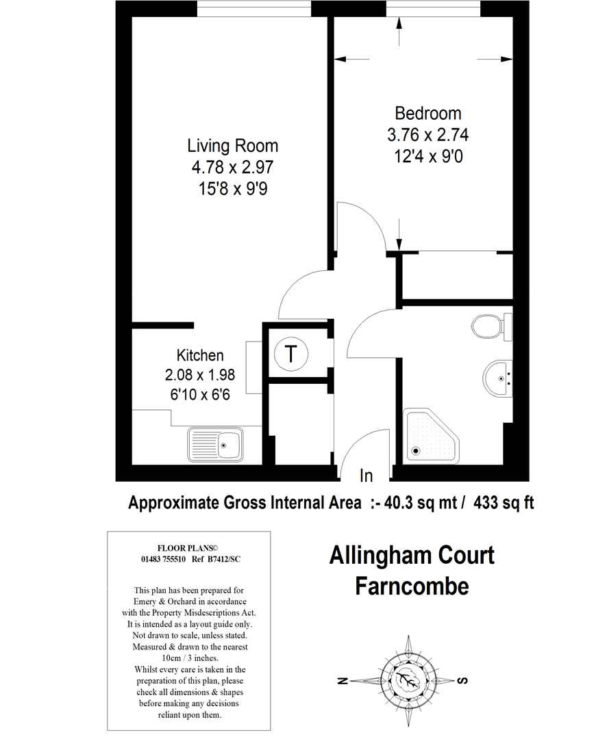 Allingham Court, Summers Road, Godalming GU7, 1 bedroom