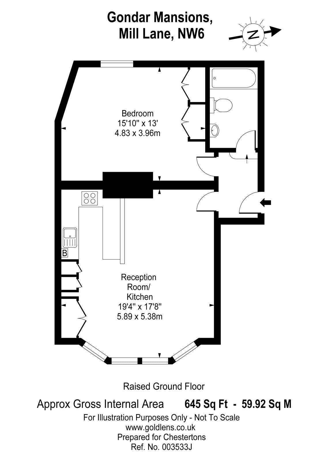 1 Bedrooms Flat to rent in Gondar Mansions, Mill Lane, West Hampstead, London NW6