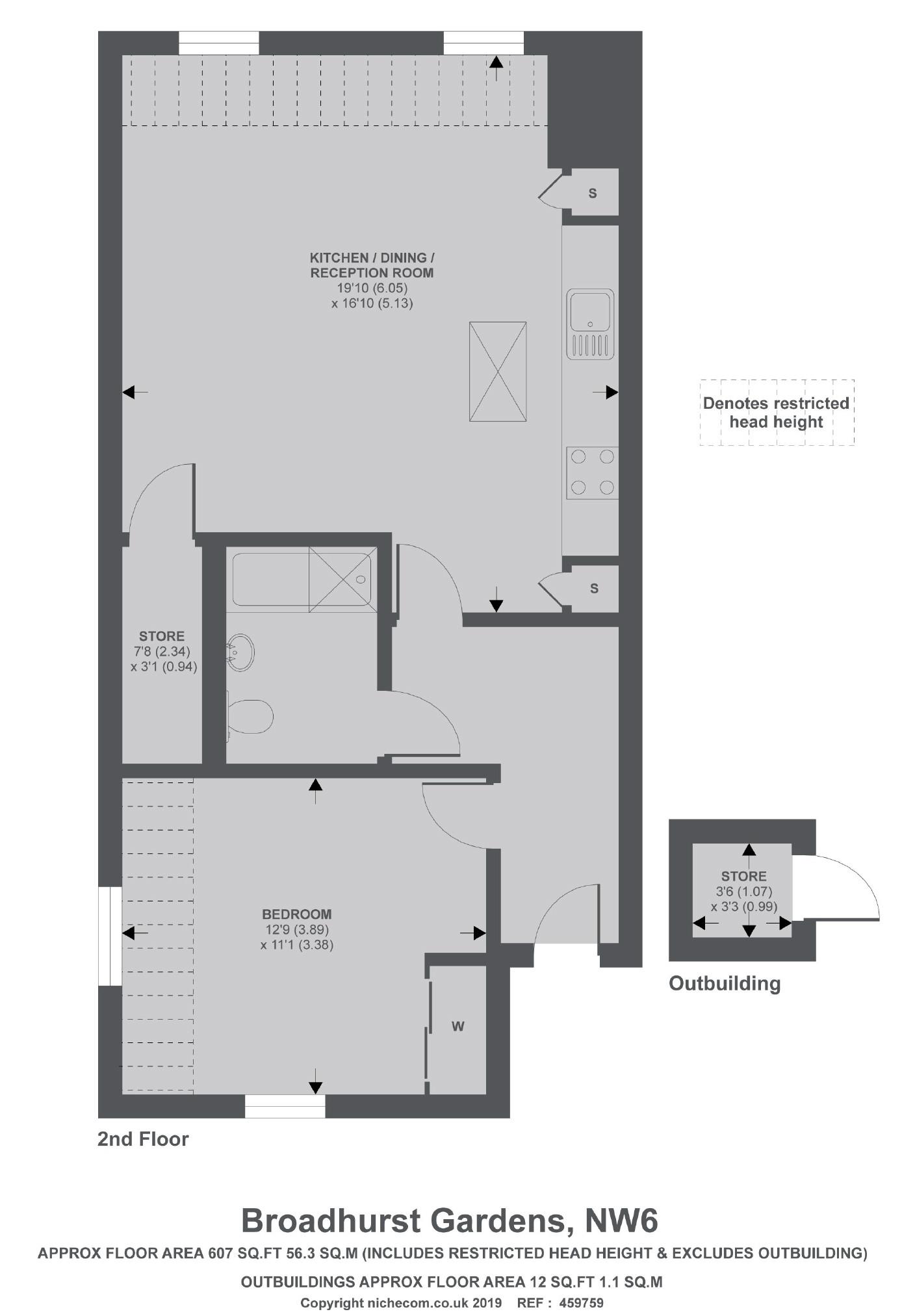 1 Bedrooms Flat for sale in Broadwell Parade, Broadhurst Gardens, London NW6