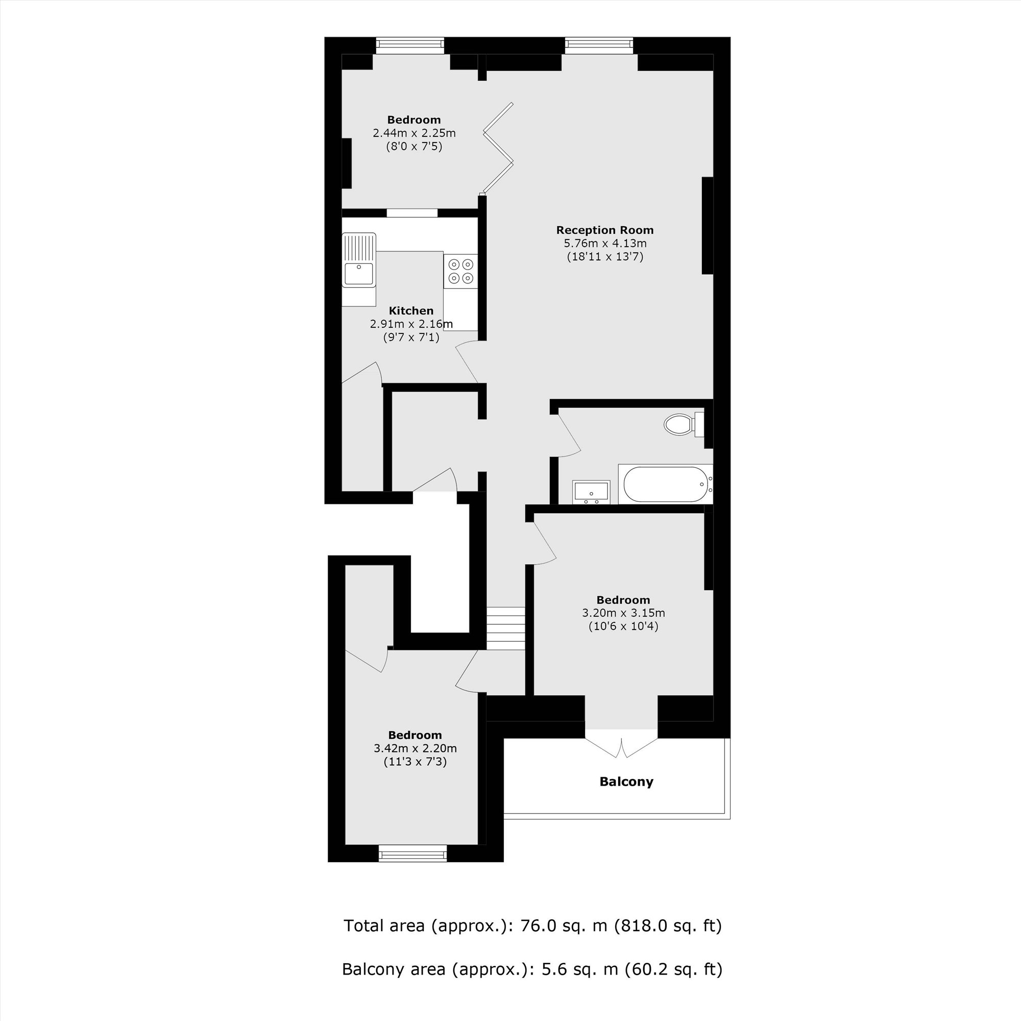 Flat 9 Castleton Court, 4-5, Cleveland Gardens, London floorplan