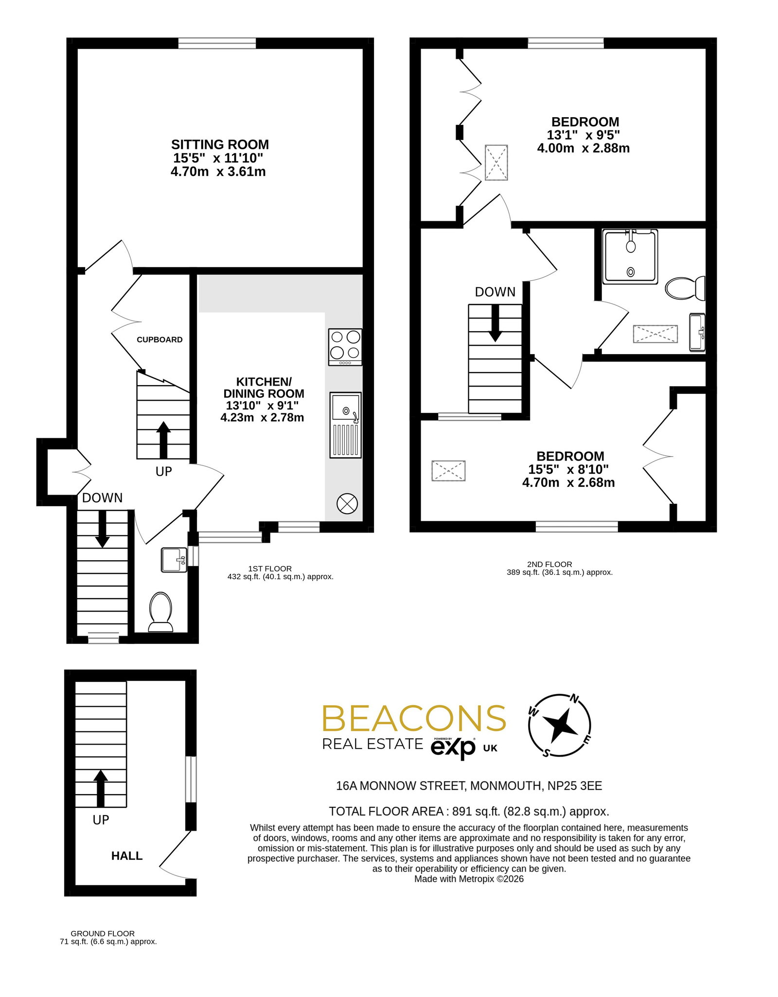 16a,Flat 1, Monnow Street, Monmouth floorplan