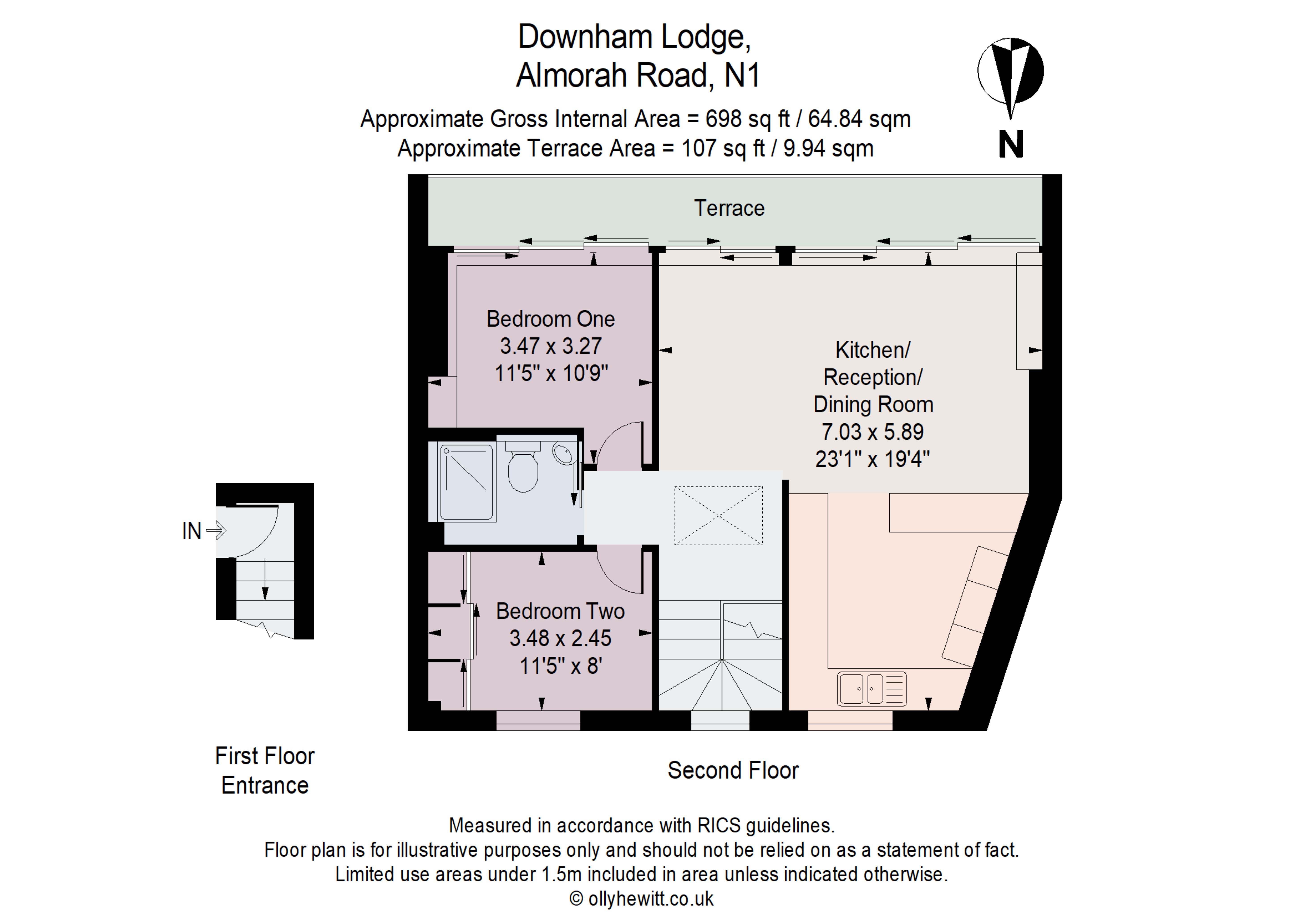 Flat 4 Downham Lodge, 2 & A Half,, Almorah Road, London floorplan
