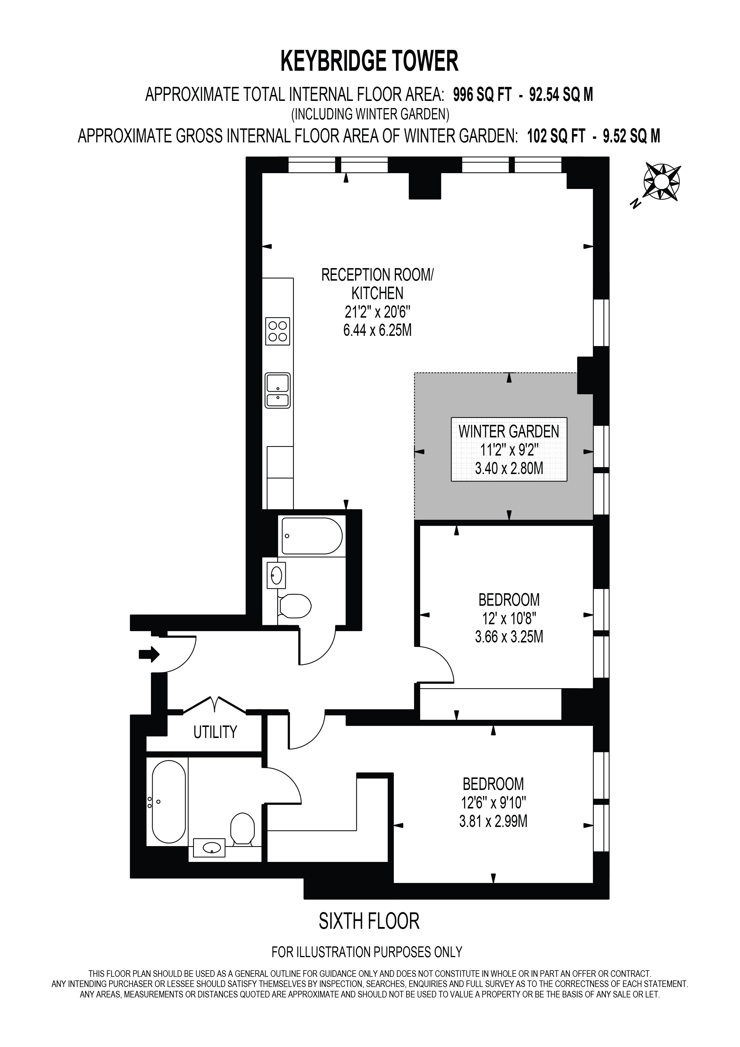 Flat 38 Keybridge Tower 1, Exchange Gardens, London floorplan