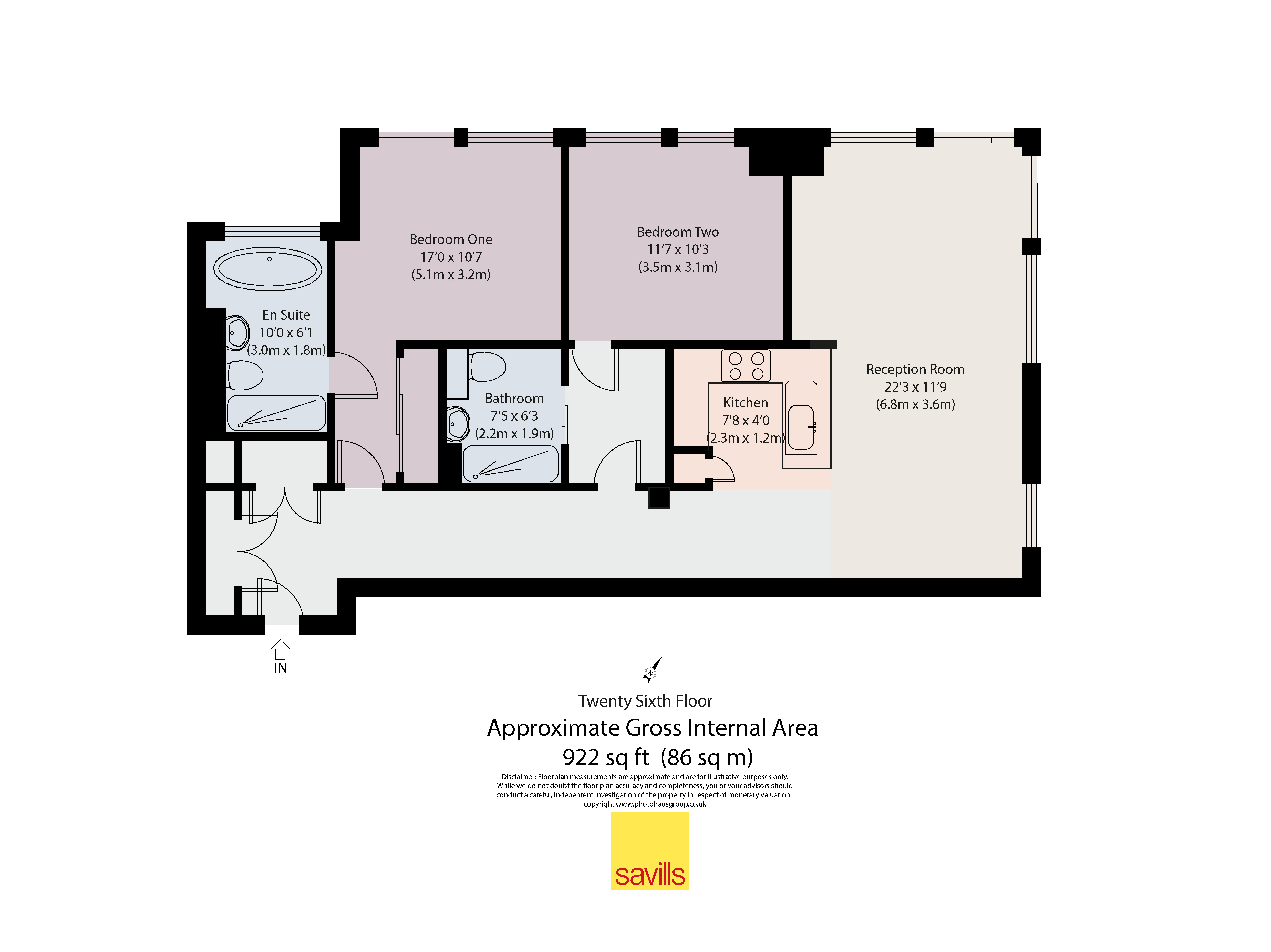 2610, Hampton Tower, Canary Wharf floorplan