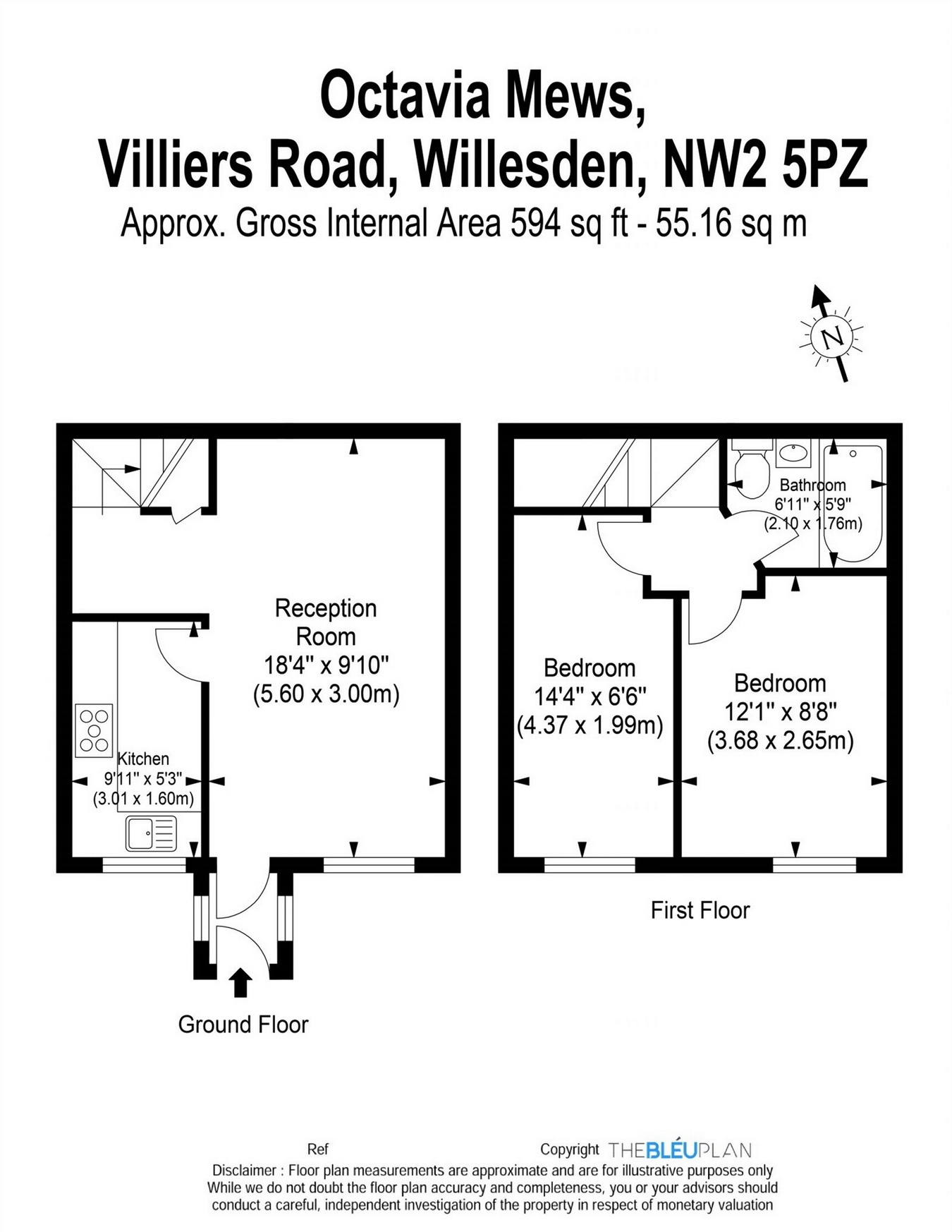 2 Bedrooms Detached house to rent in Octavia Mews, Villiers Road, Willesden NW2
