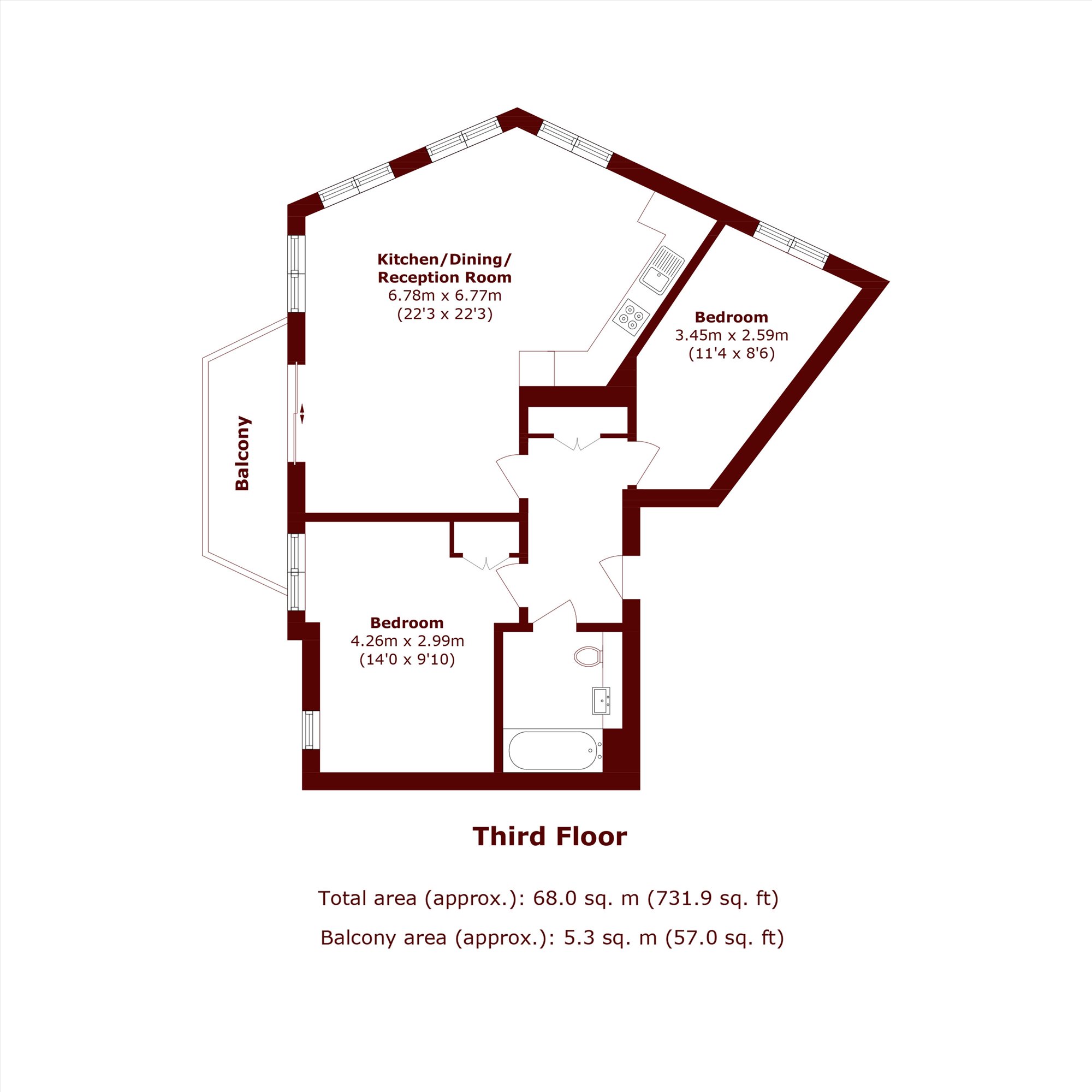 Flat 304 Henderson Apartments, 58, Rodney Road, London floorplan
