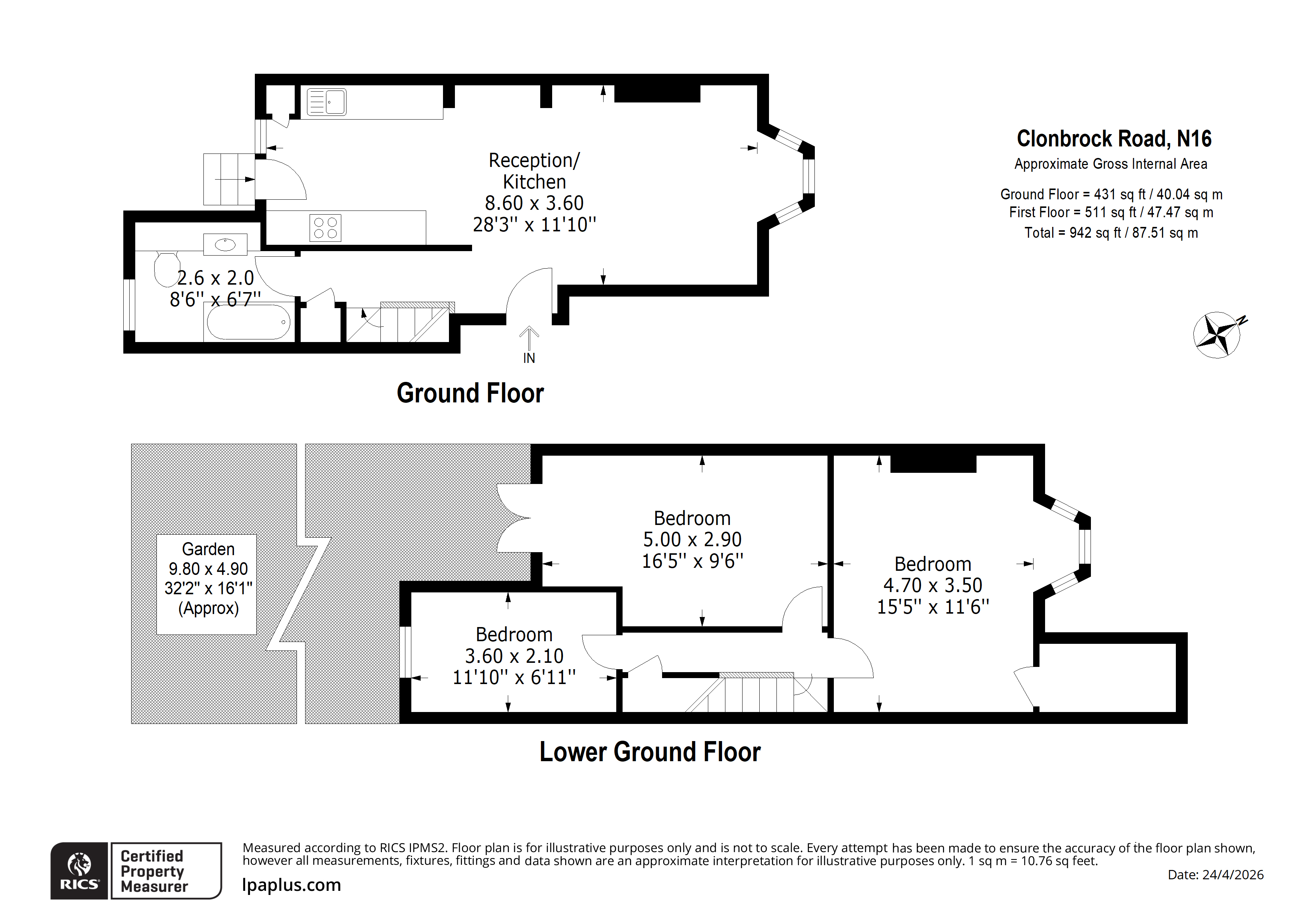 25A, Clonbrock Road, London floorplan