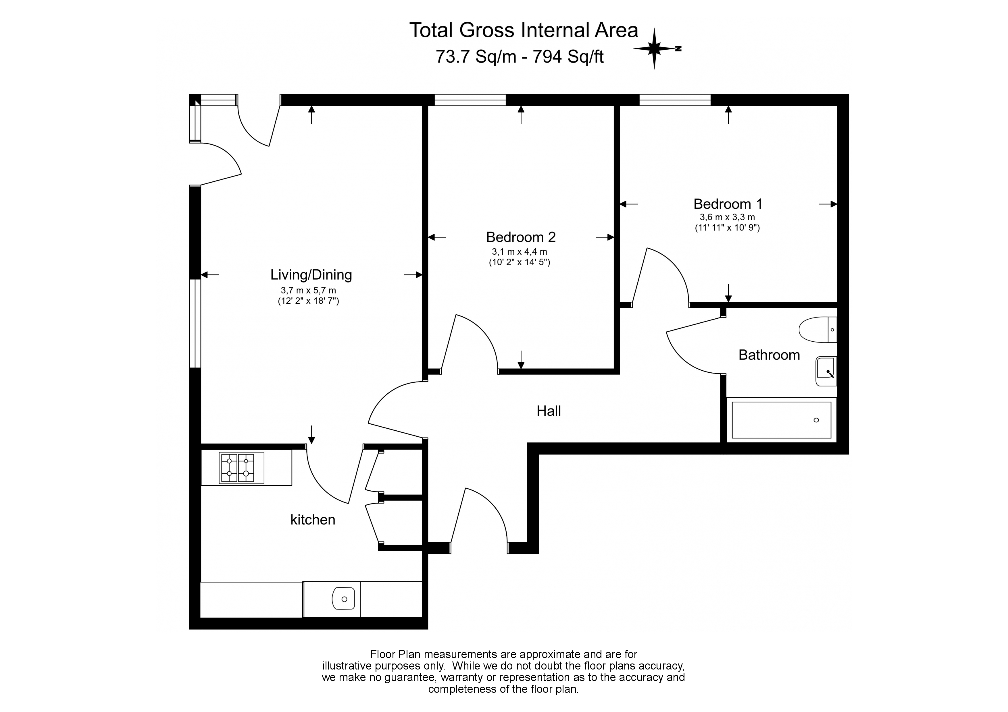 Flat 14, 3, Killick Street, London floorplan