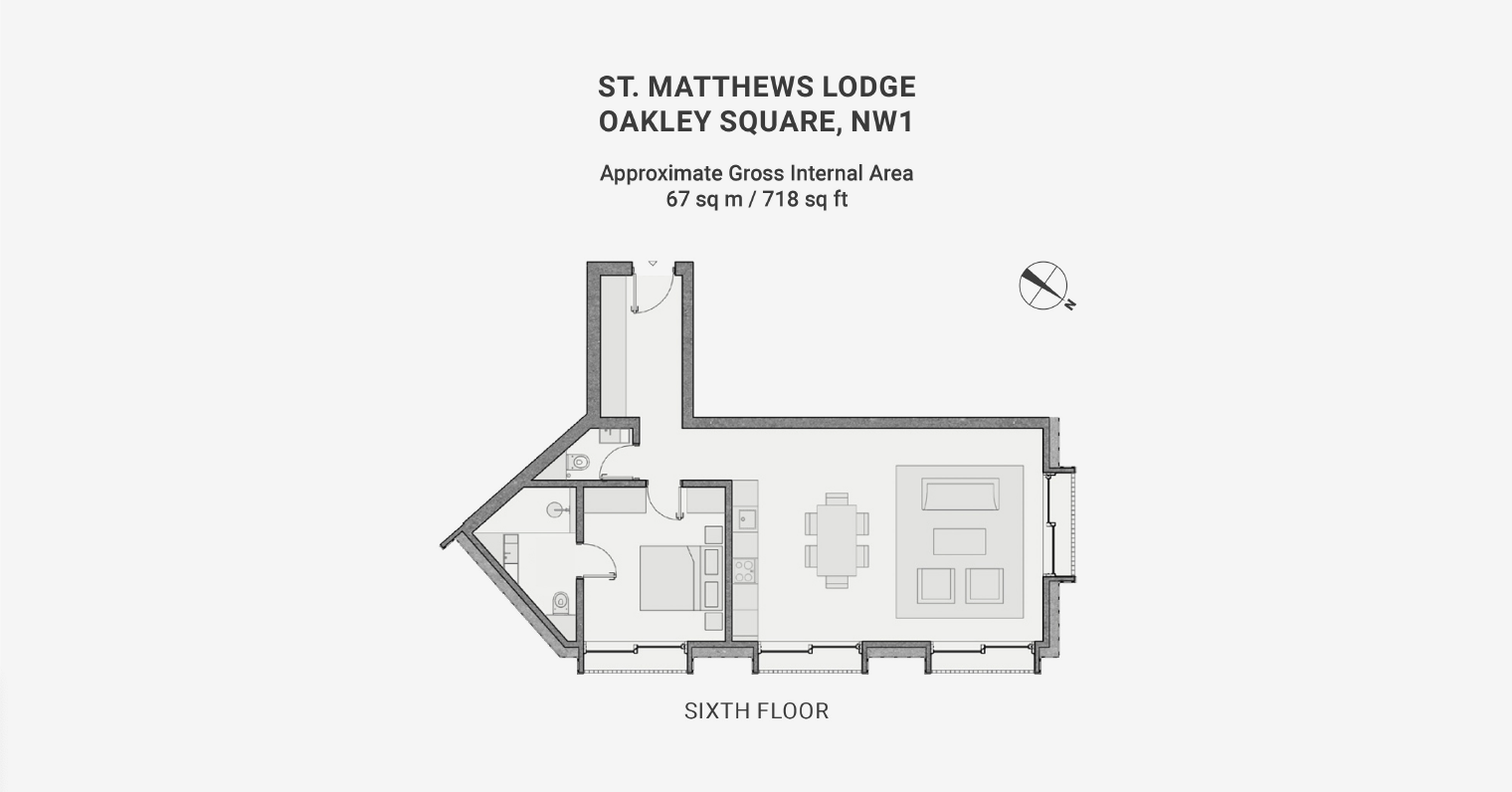 St Matthews Lodge, Flat 43, 50, Oakley Square, London floorplan