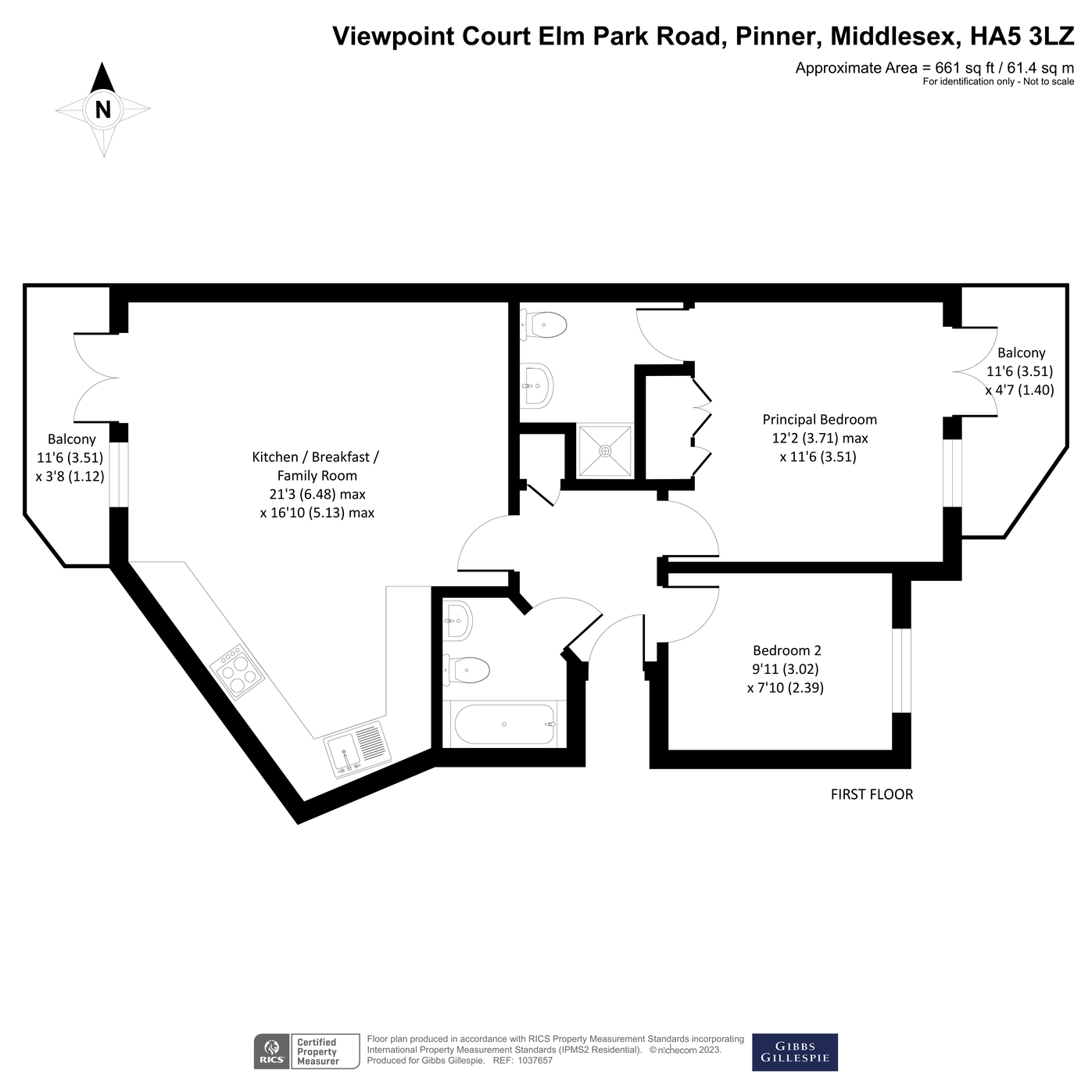 Flat 11, Viewpoint Court,, Elm Park Road, Middlesex floorplan