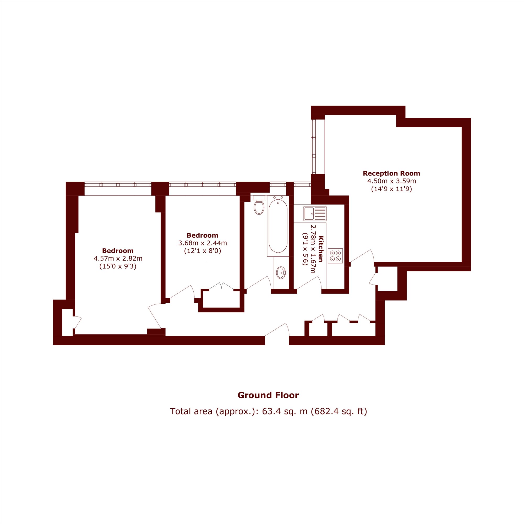 Flat 76, Winchester Court, Vicarage Gate, London floorplan