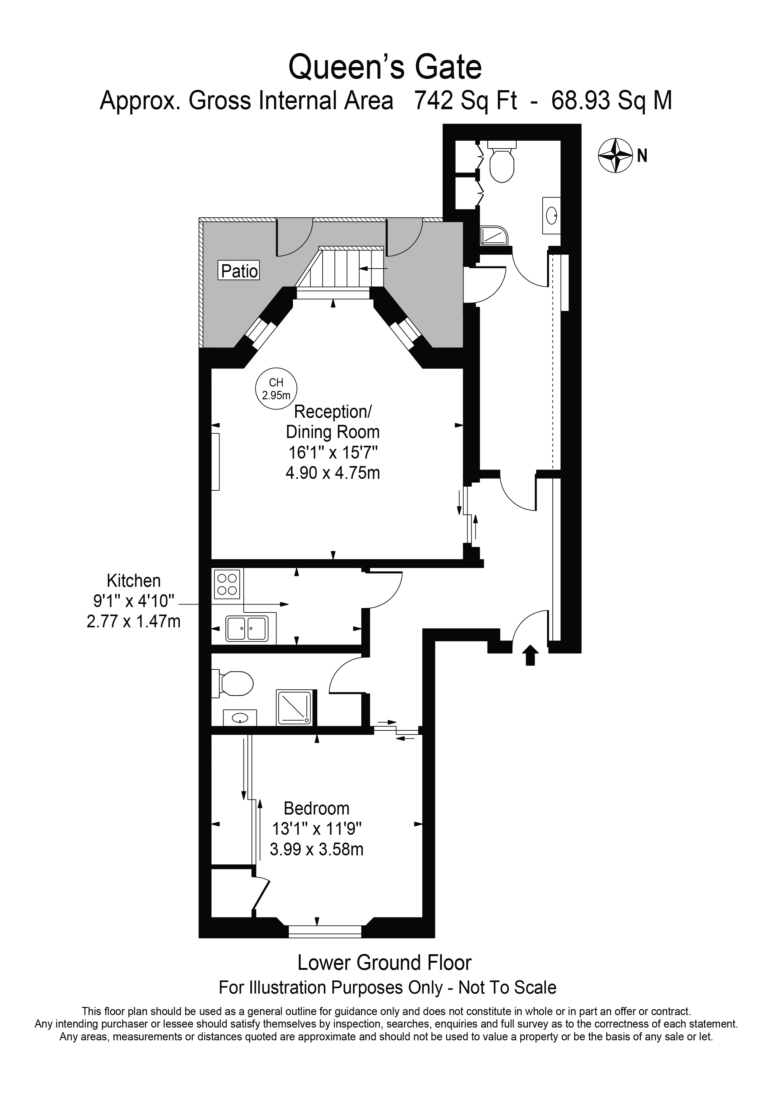 Flat 1, 124, Queen's Gate, South Kensington floorplan