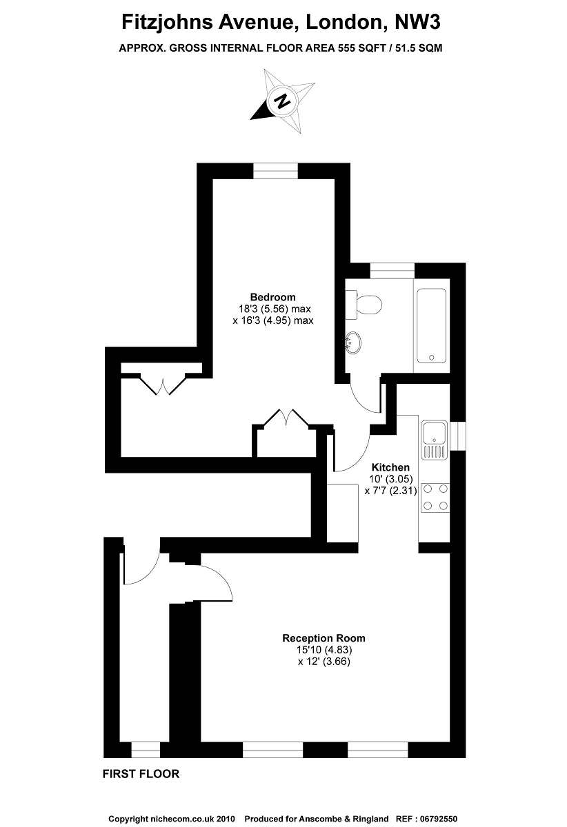 1 Bedrooms Flat to rent in Fitzjohns Avenue, Hampstead NW3,