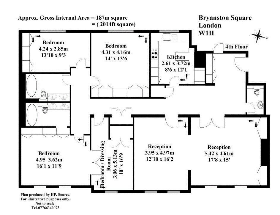 Flat 13, 34 Bryanston Square, London floorplan