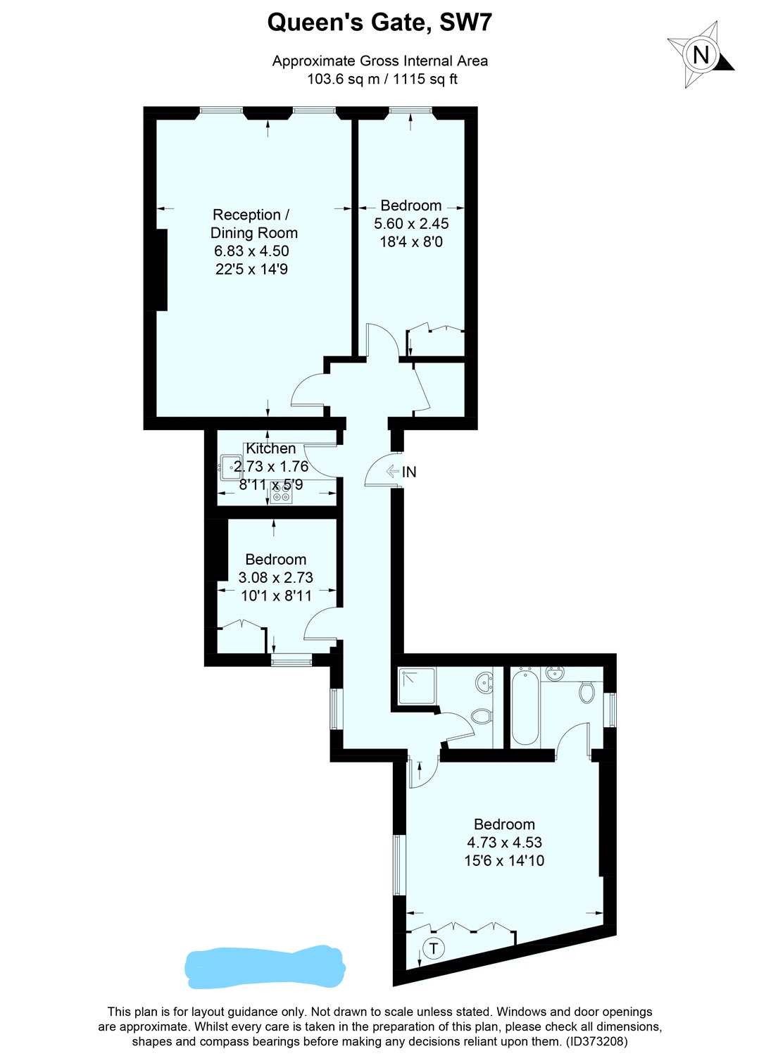 Flat 3, 115, Queens Gate, London floorplan