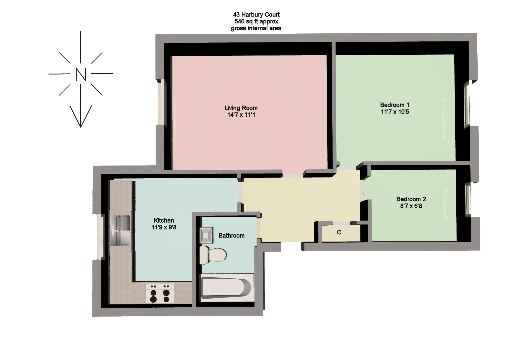 2 Bedrooms Flat to rent in Harbury Court, Newbury, Berkshire RG14