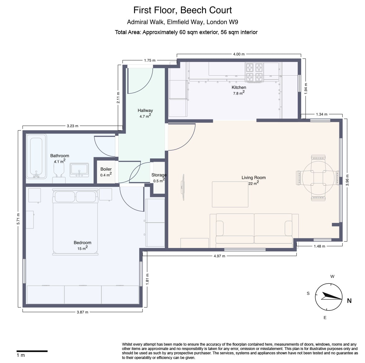 Flat 4, Beech Court, Elmfield Way, London floorplan