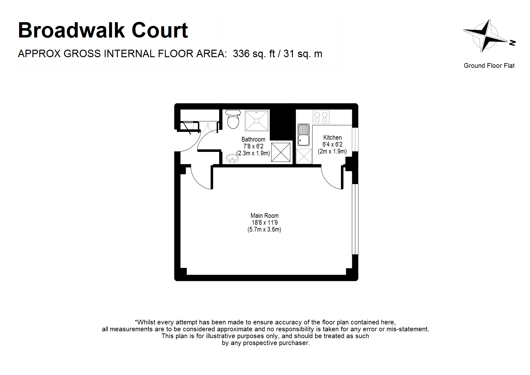 Flat 10 Broadwalk Court, 79, Palace Gardens Terrace, London floorplan