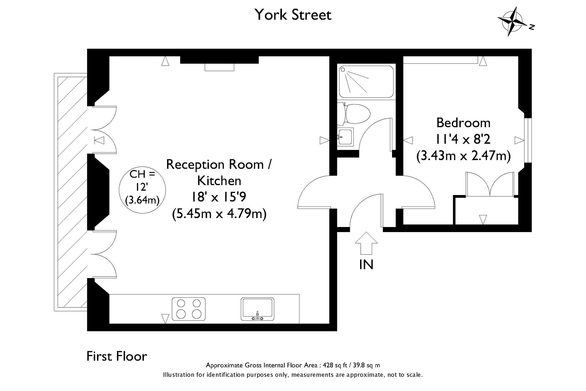 First Floor Flat, 38 York Street, London floorplan