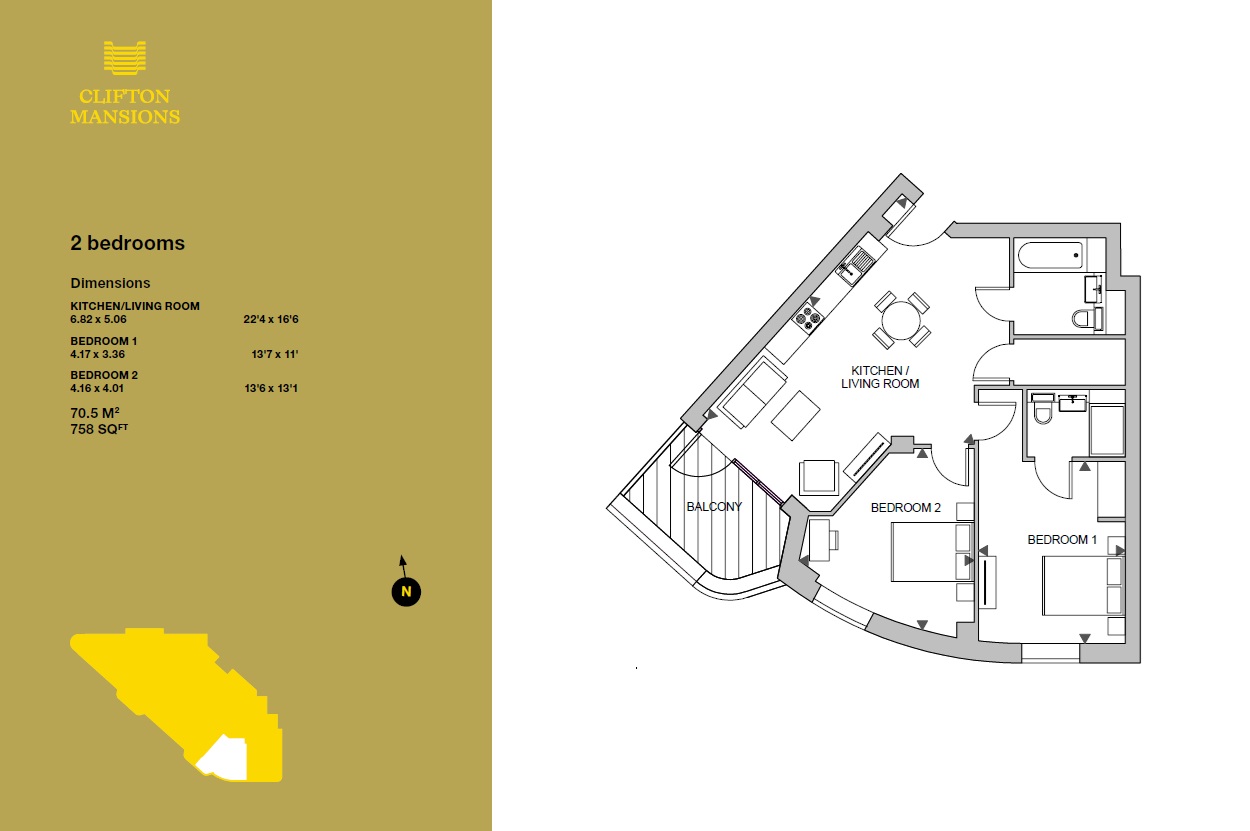 Clifton Mansions, Park Avenue, London floorplan