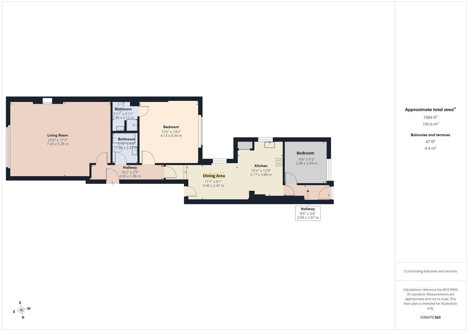 Flat 1, 23, Palmeira Square, Hove floorplan