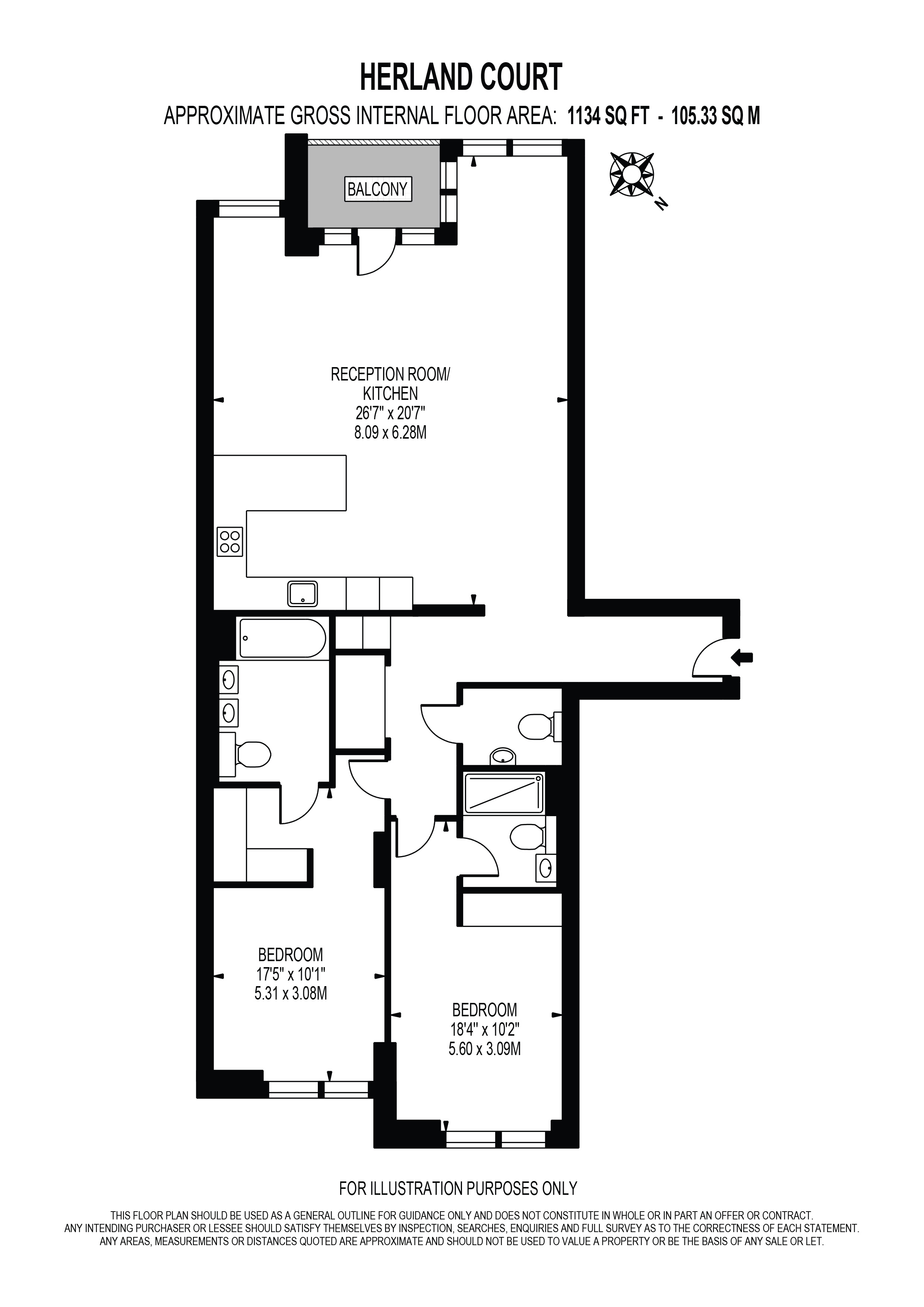Apartment 153 Herland Court, Carnwath Road, London floorplan
