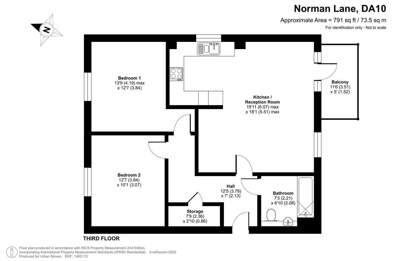 Flat Eighty Two, Norman Lane, Swanscombe floorplan