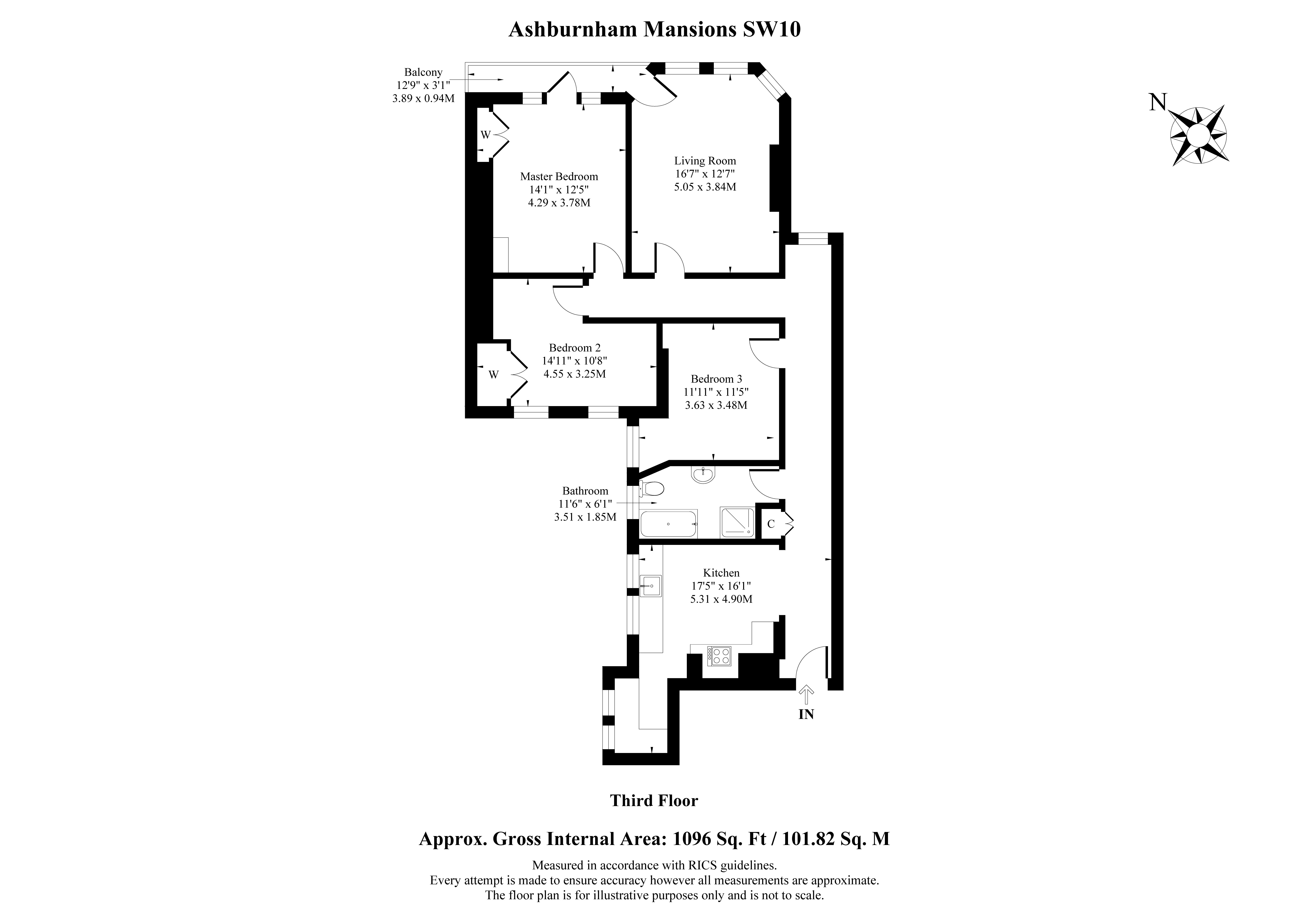 Flat 48 Ashburnham Mansions, Ashburnham Road, London floorplan