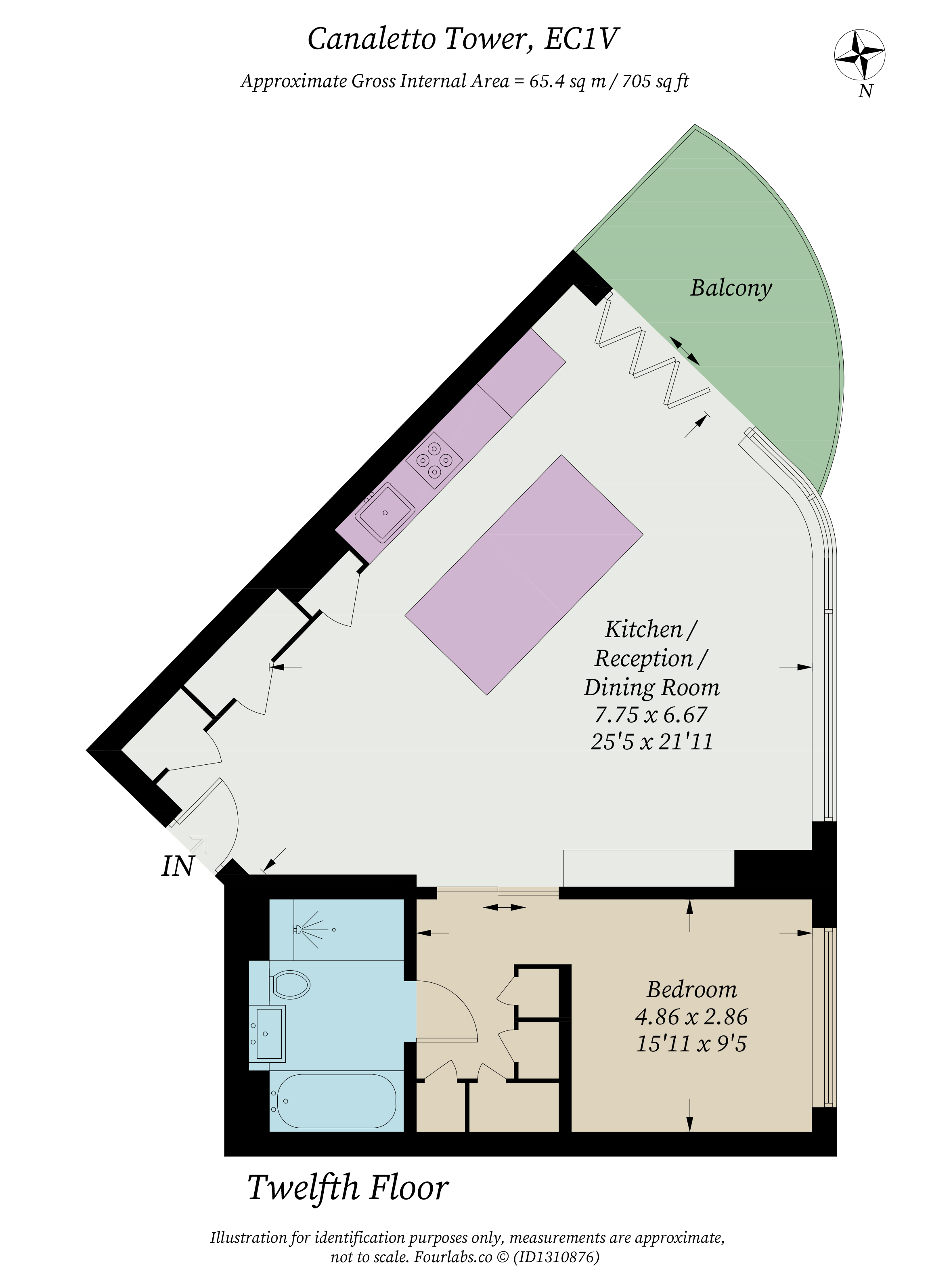 1208, Canaletto Tower, 257 City Road, London floorplan
