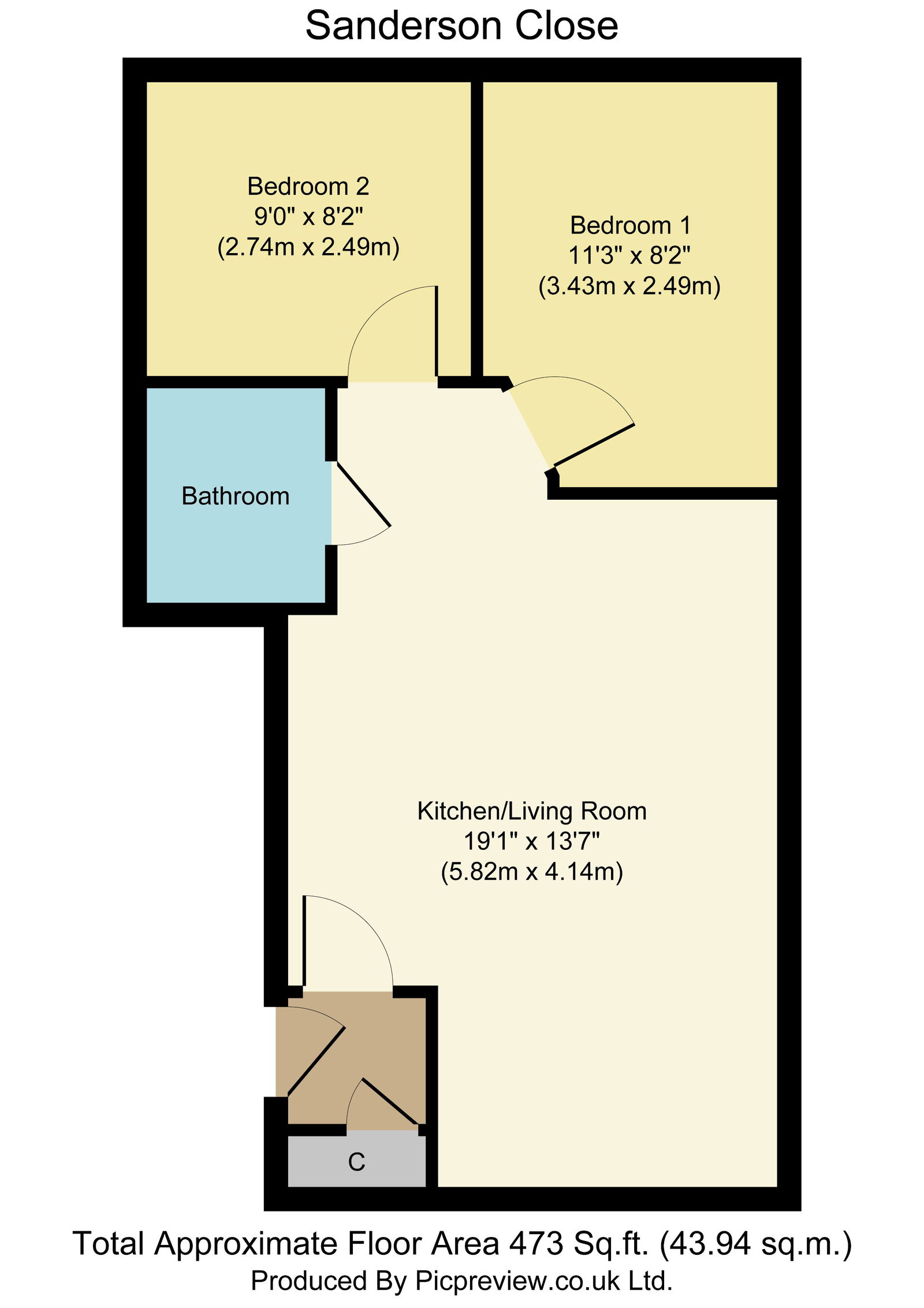 23,Flat 3, Sanderson Close, Hull floorplan