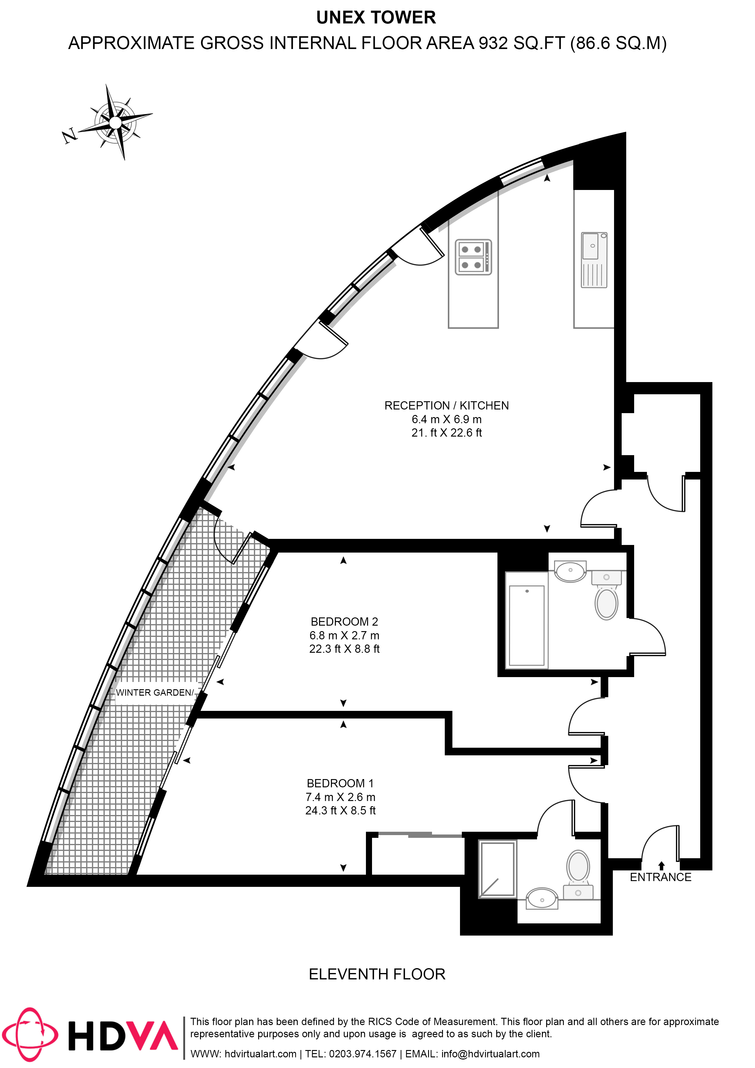 Apartment 59, Unex Tower, 7, Station Street, London floorplan