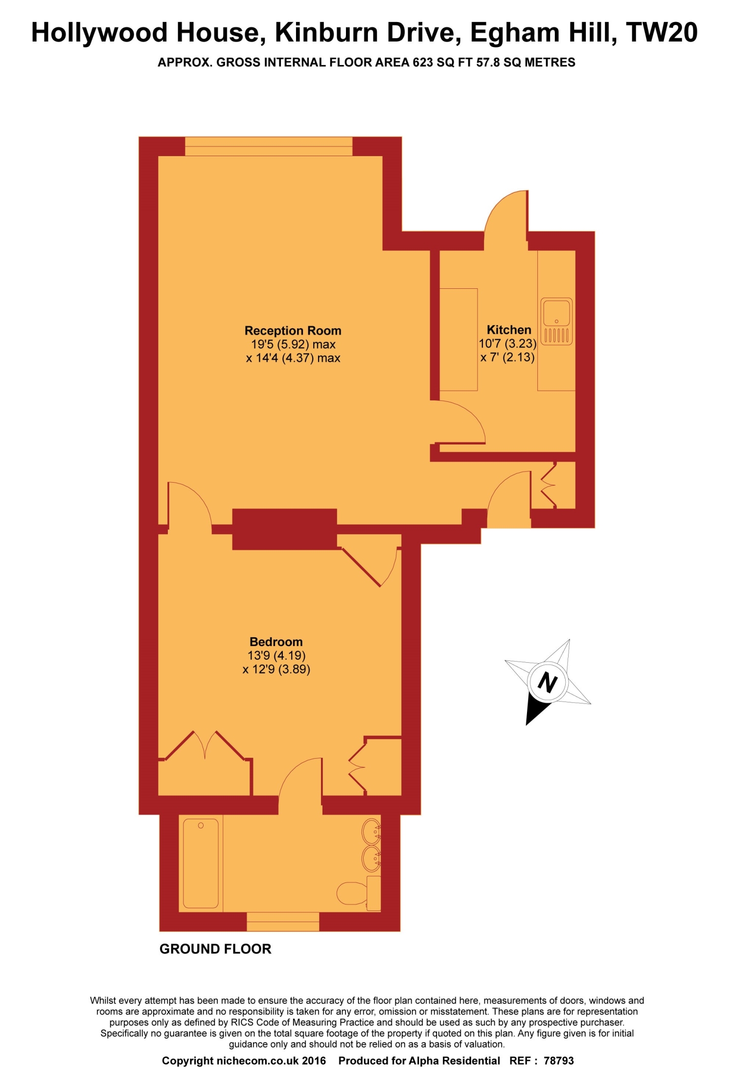 Hollywood, Kinburn Drive, Egham, Surrey TW20, 1 bedroom flat for sale